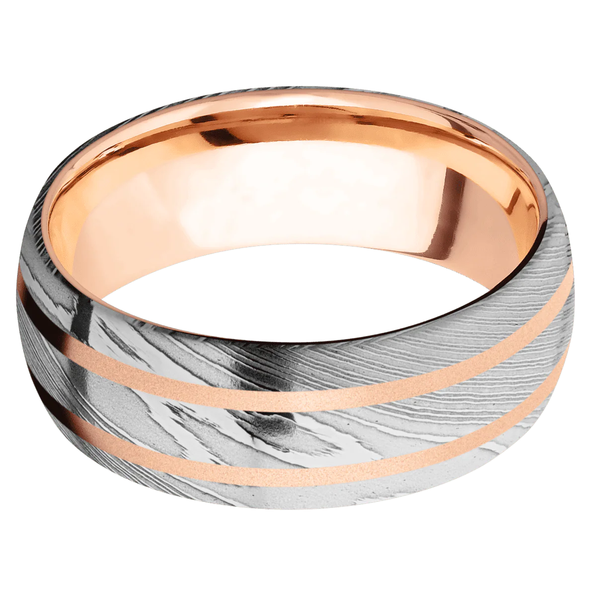 Damascus + Polish Finish + 14K Rose Gold - Image 3