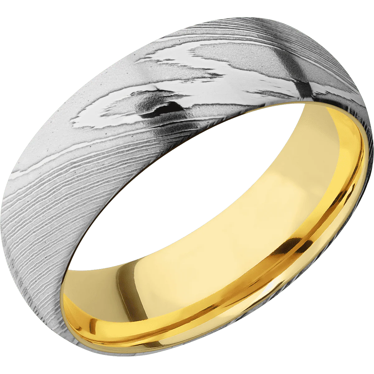 Damascus + Polish Finish + 14K Yellow Gold - Image 2