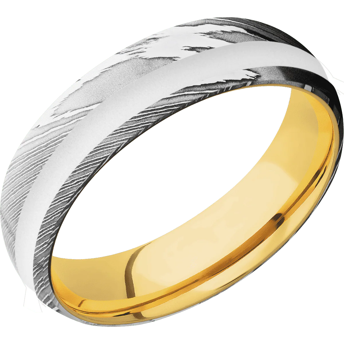 Damascus + Polish Finish + 18K Yellow Gold - Image 2