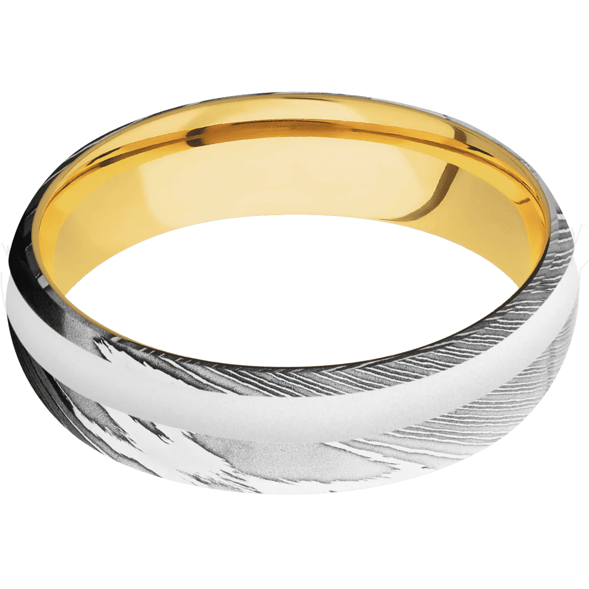 Damascus + Polish Finish + 18K Yellow Gold - Image 3
