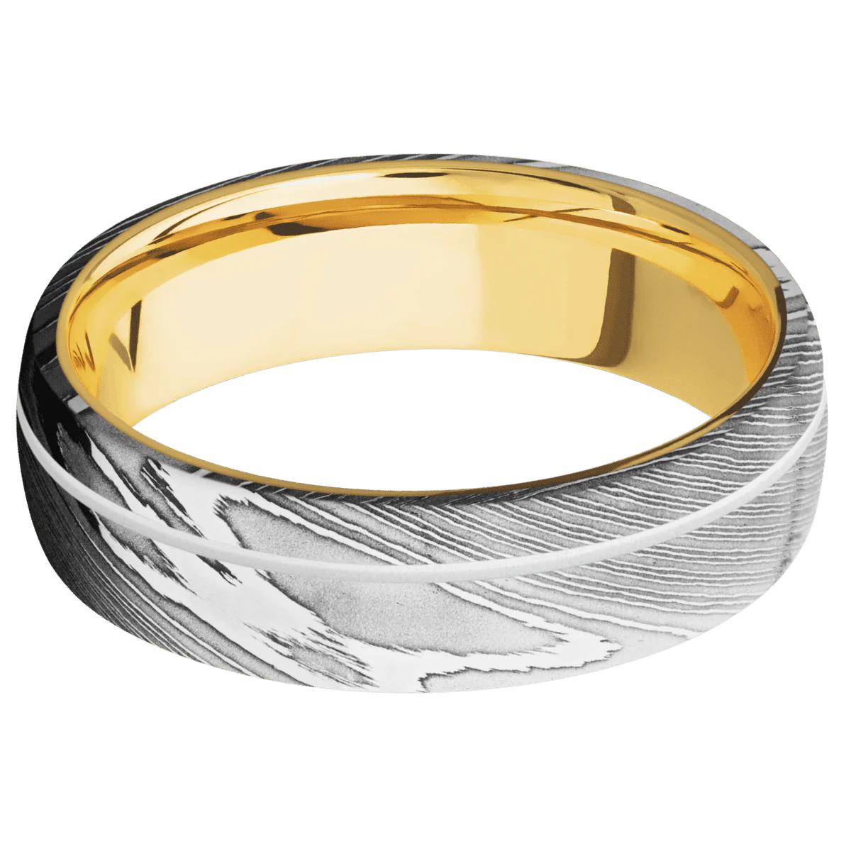 Damascus + Polish Finish + 18K Yellow Gold - Image 3