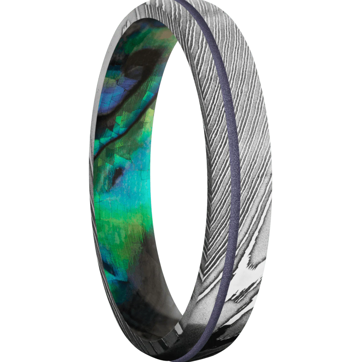 Damascus + Polish Finish + Abalone