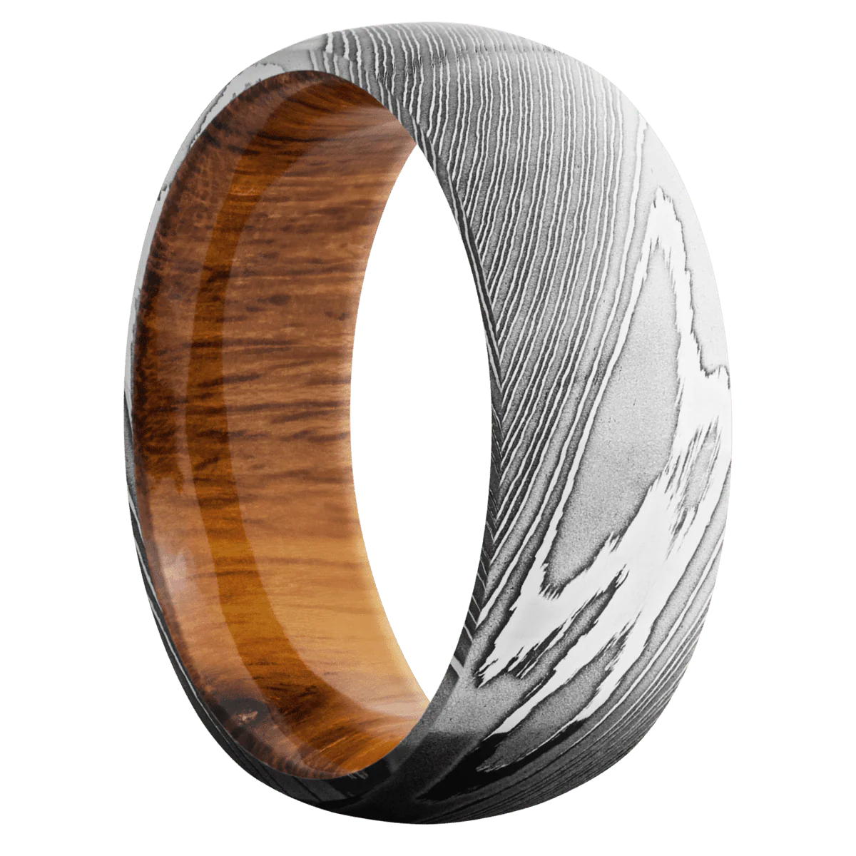 Damascus + Polish Finish + Desert Iron Wood