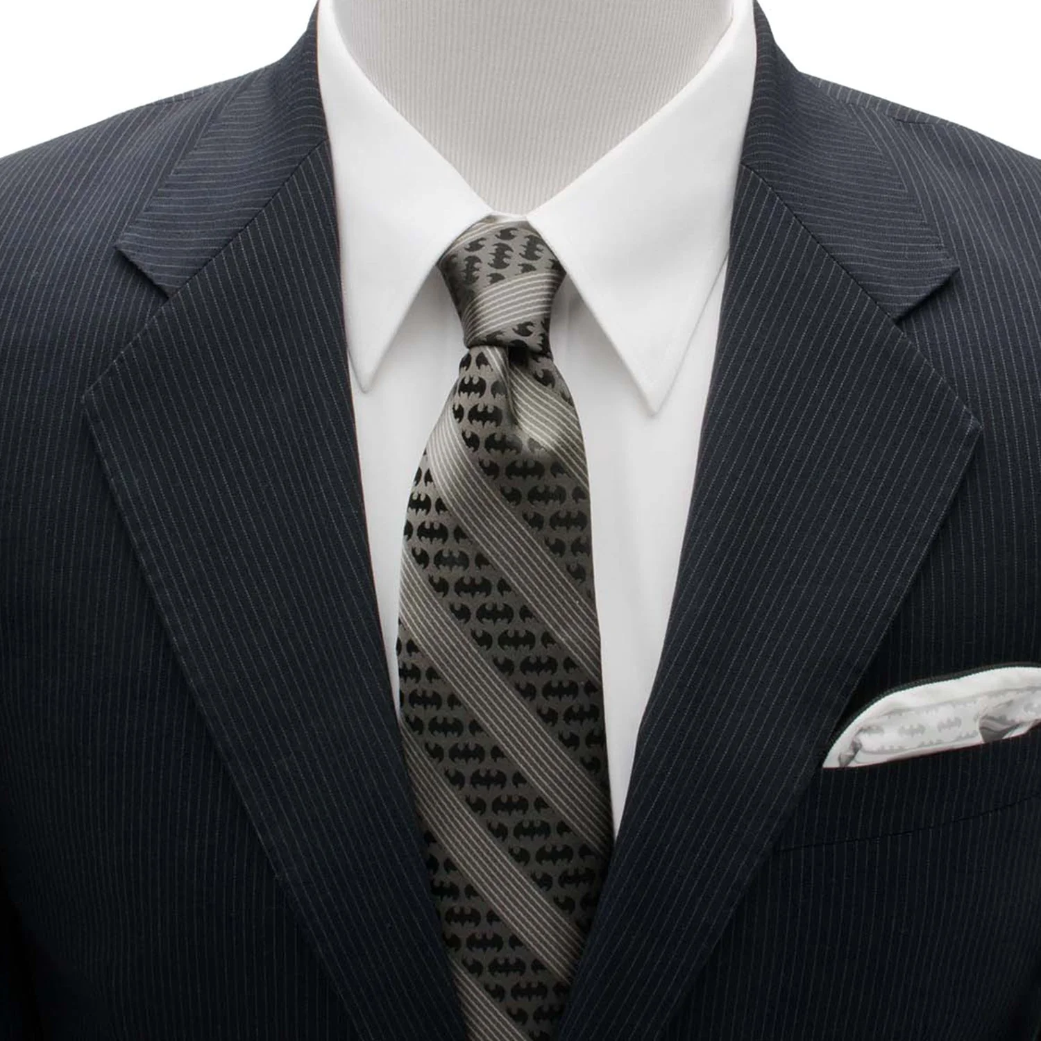 DC Batman Black Pinstripe Tie - Image 2