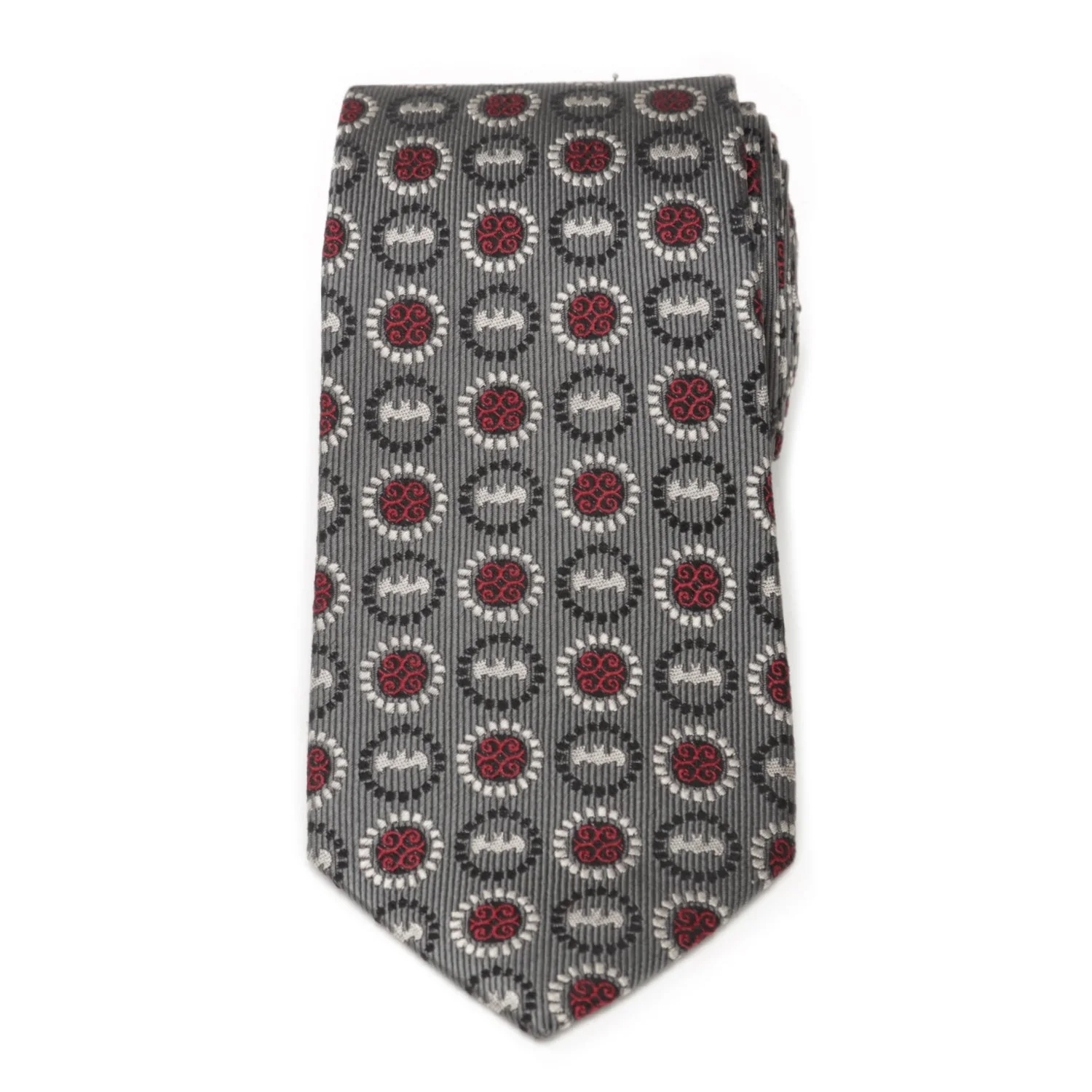 DC Batman Medallion Symbol Charcoal Silk Men's Tie - Image 3