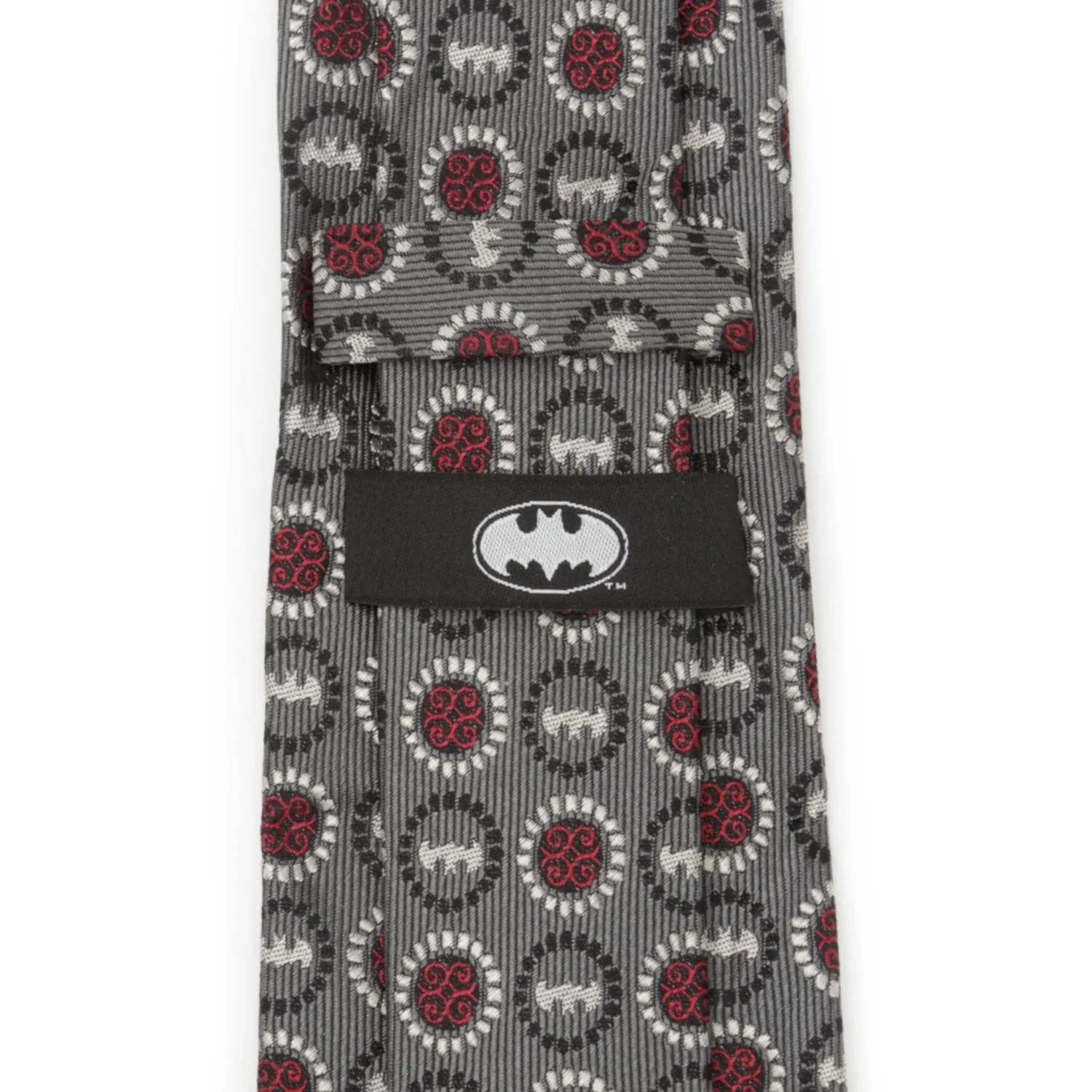 DC Batman Medallion Symbol Charcoal Silk Men's Tie - Image 4