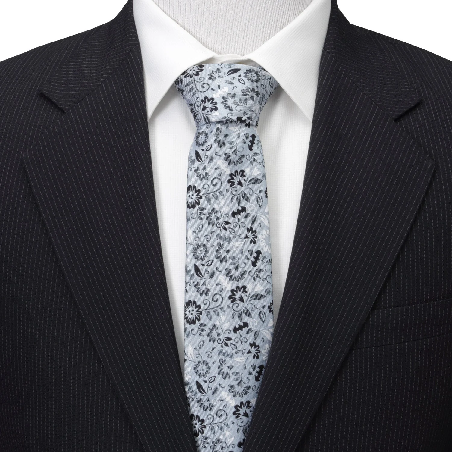 DC Batman Patterned Floral Blue Men's Tie - Image 2