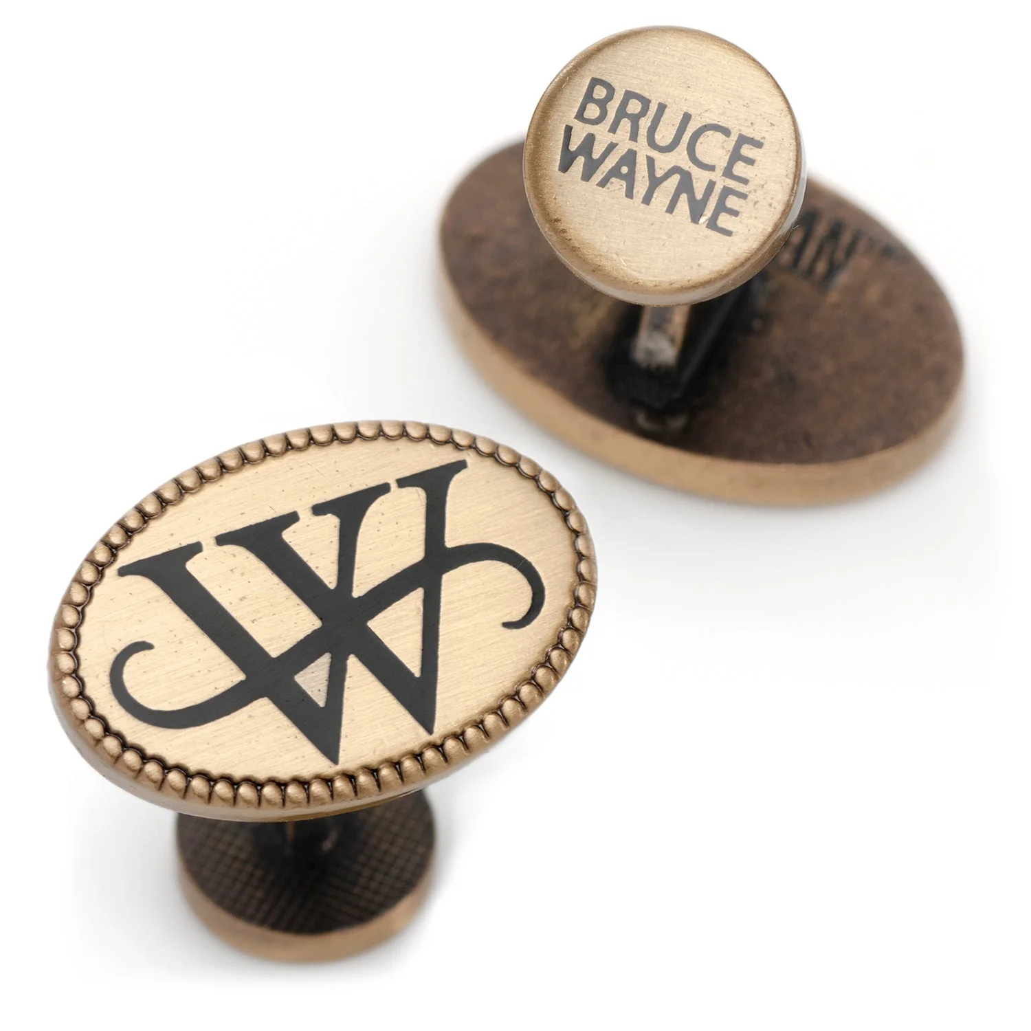 DC Batman Wayne Monogram Gold Cufflinks - Image 2