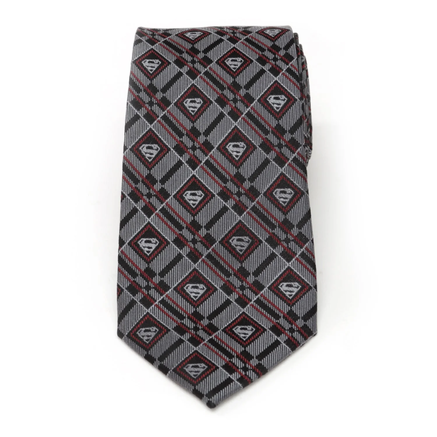 DC Superman Geometric Gray Silk Men's Tie - Image 3