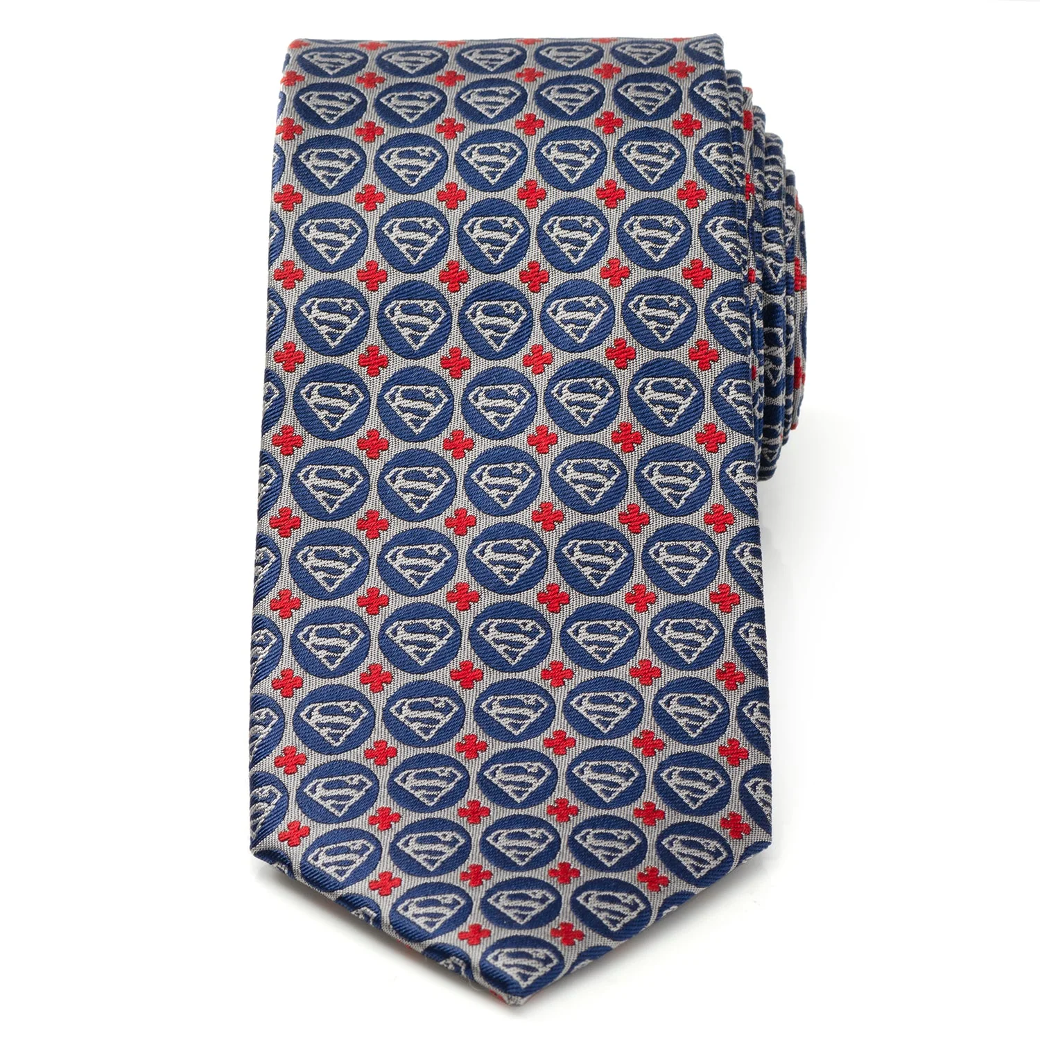 DC Superman Shield Motif Gray Men's Tie - Image 3