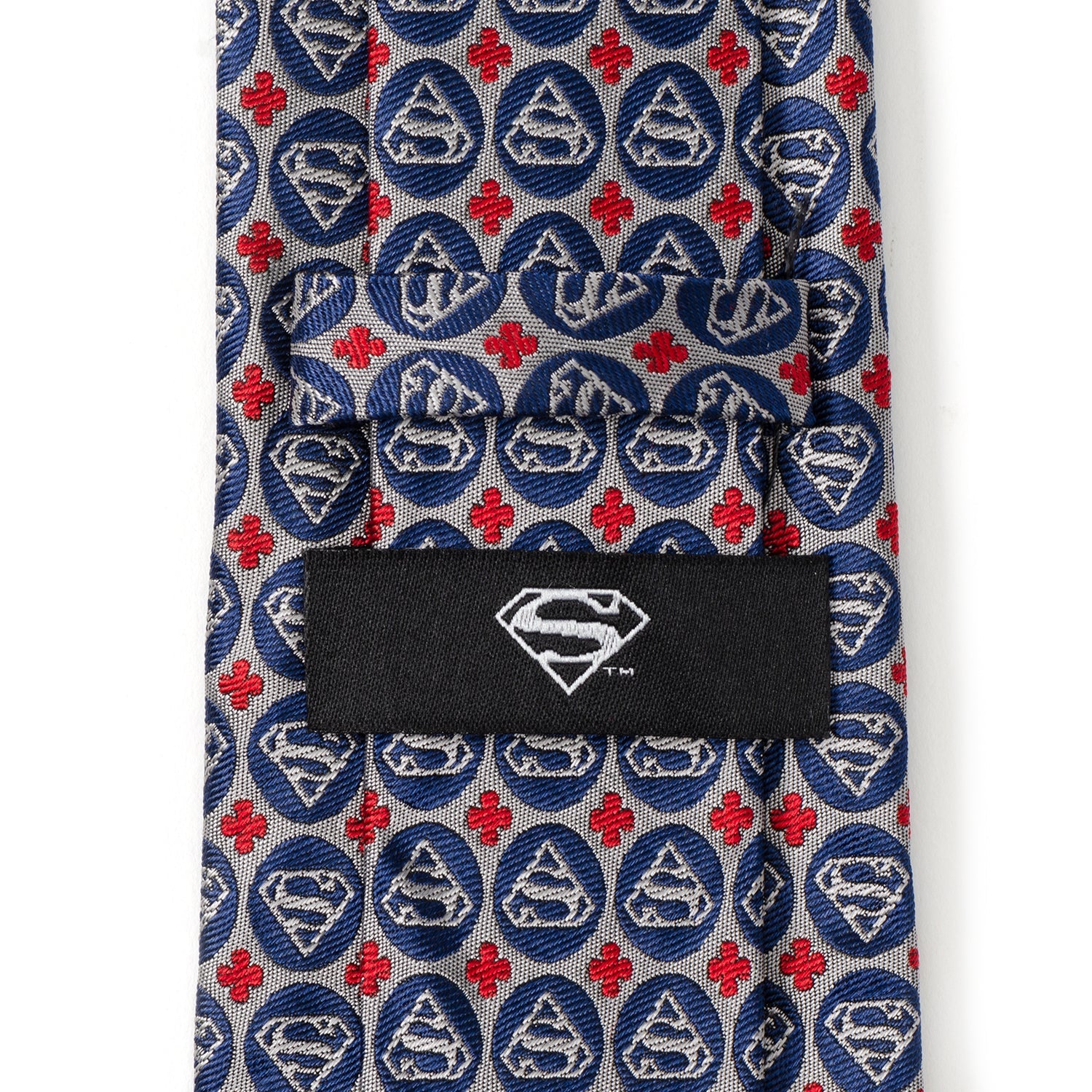 DC Superman Shield Motif Gray Men's Tie - Image 5