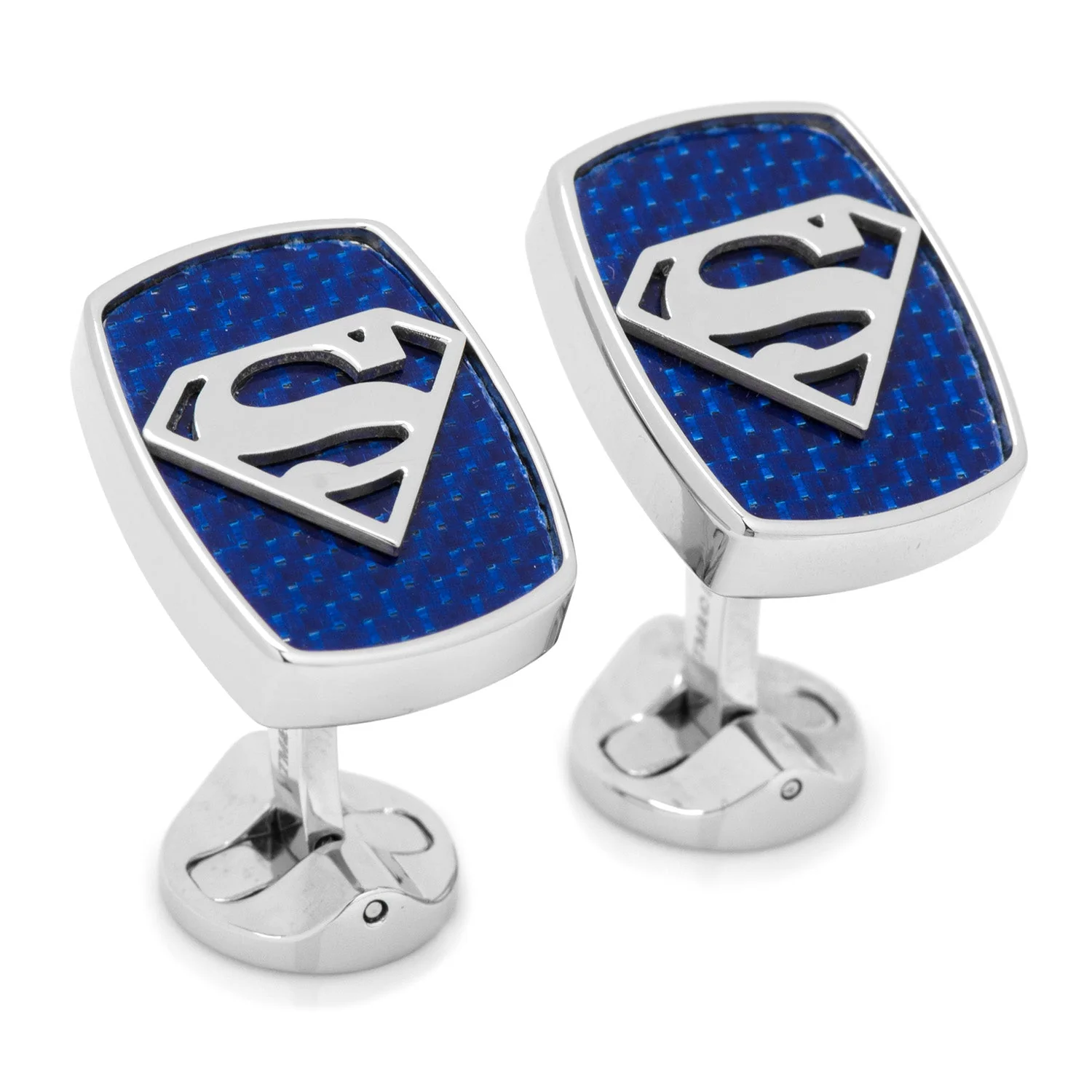 DC Superman Stainless Steel Carbon Fiber Cufflinks - Image 2