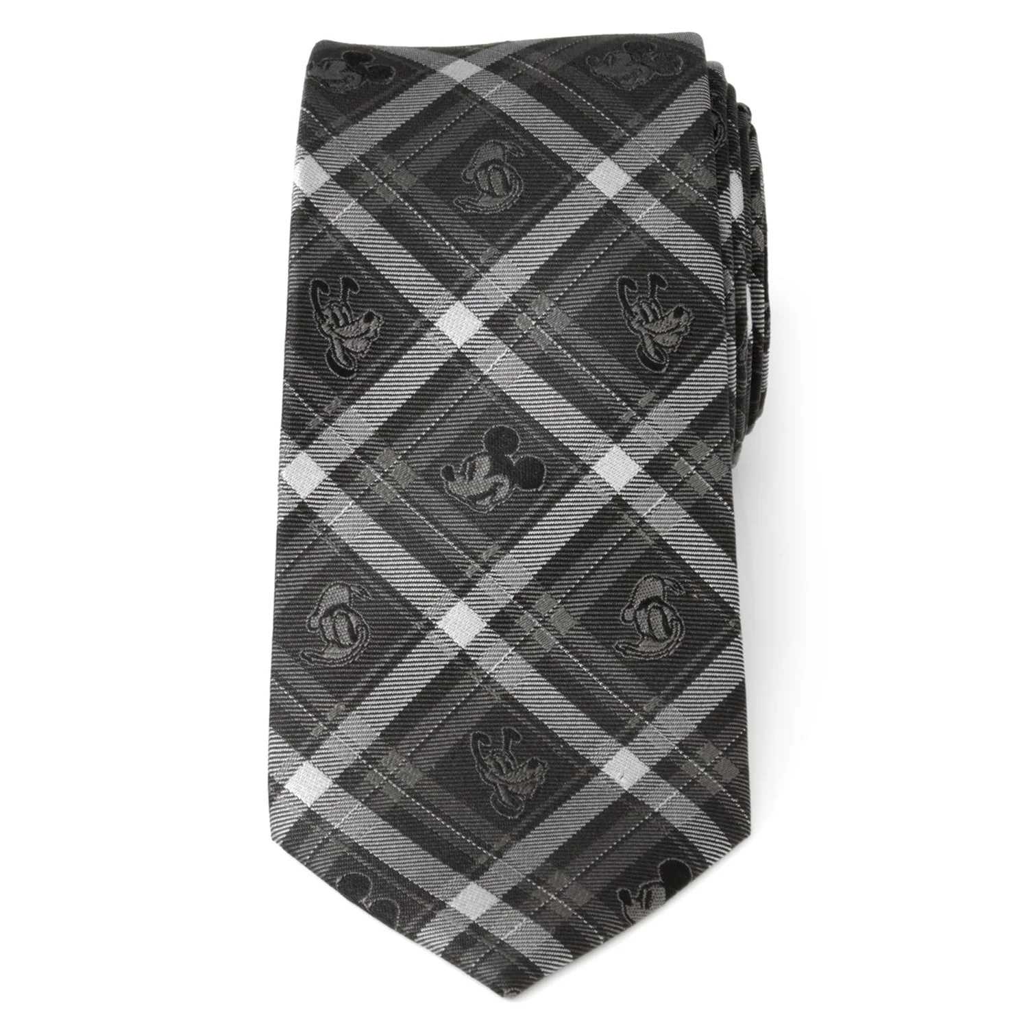 Disney Mickey and Friends Charcoal Plaid Men's Tie - Image 3