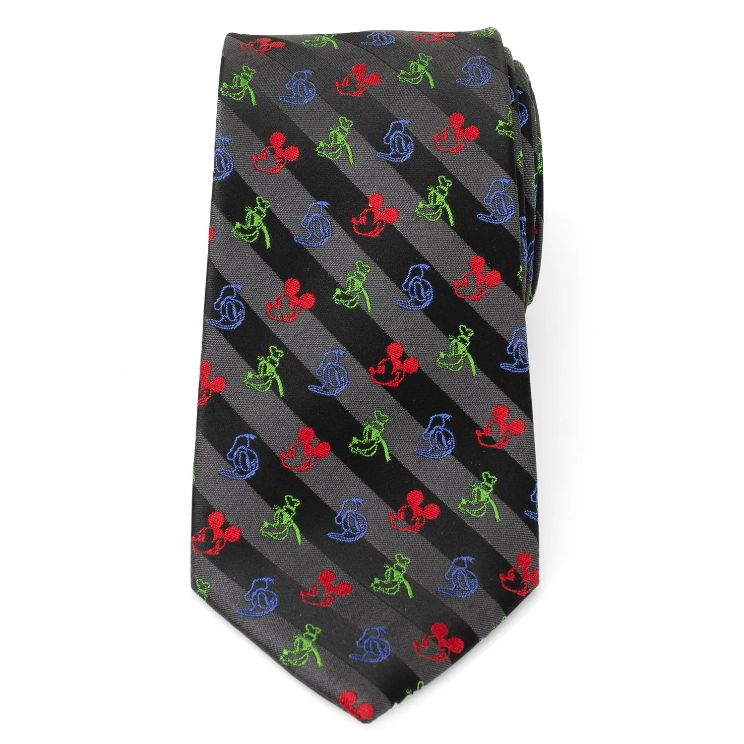 Disney Mickey and Friends Multi Black Stripe Men's Tie - Image 3