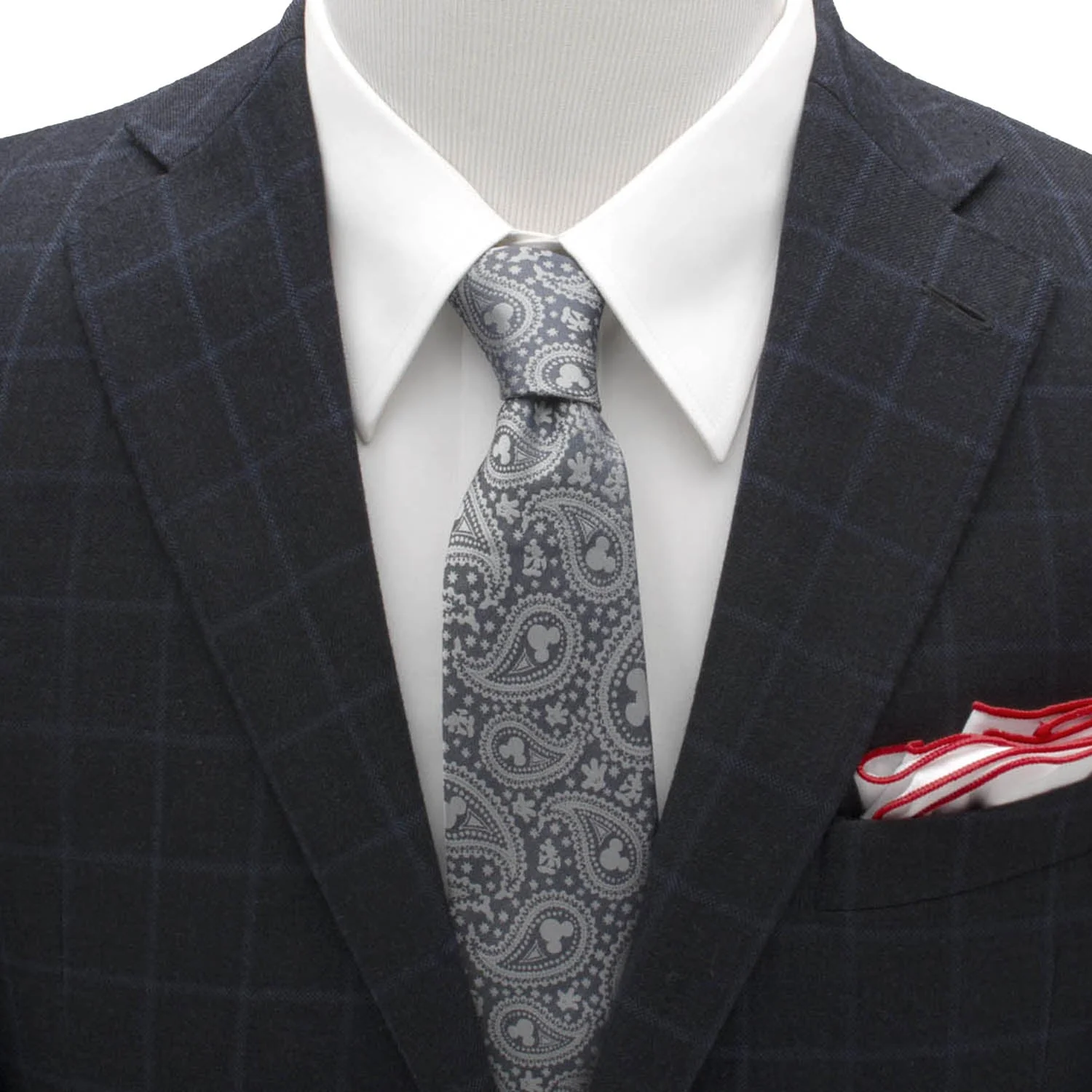 Disney Mickey Mouse Gray Paisley Mens Tie - Image 2
