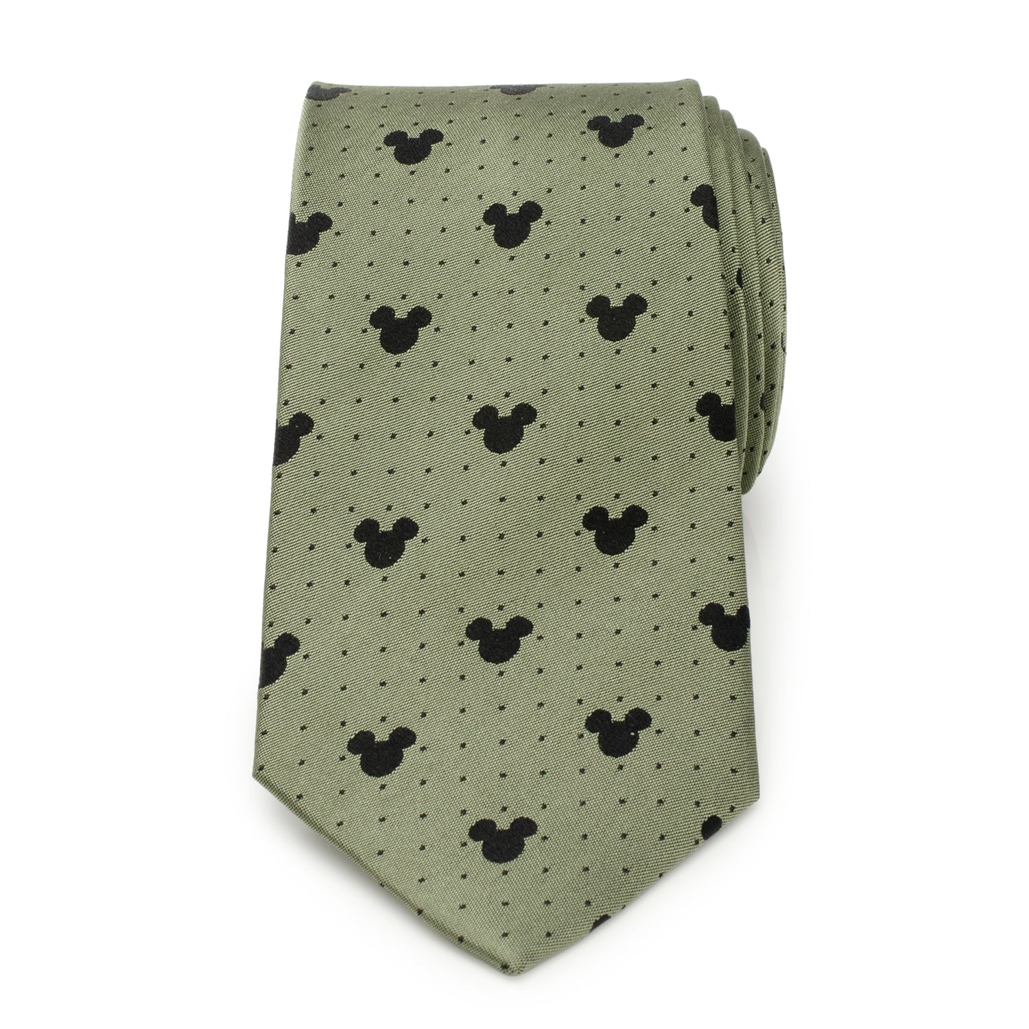 Disney Mickey Mouse Silhouette Dot Green Men's Tie - Image 3