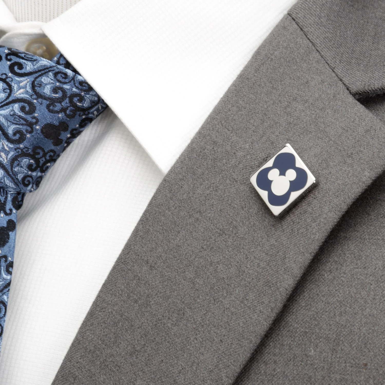Disney Mickey Mouse Silhouette Motif Black Sock and Mickey Blue Lapel Pin Gift Set - Image 5