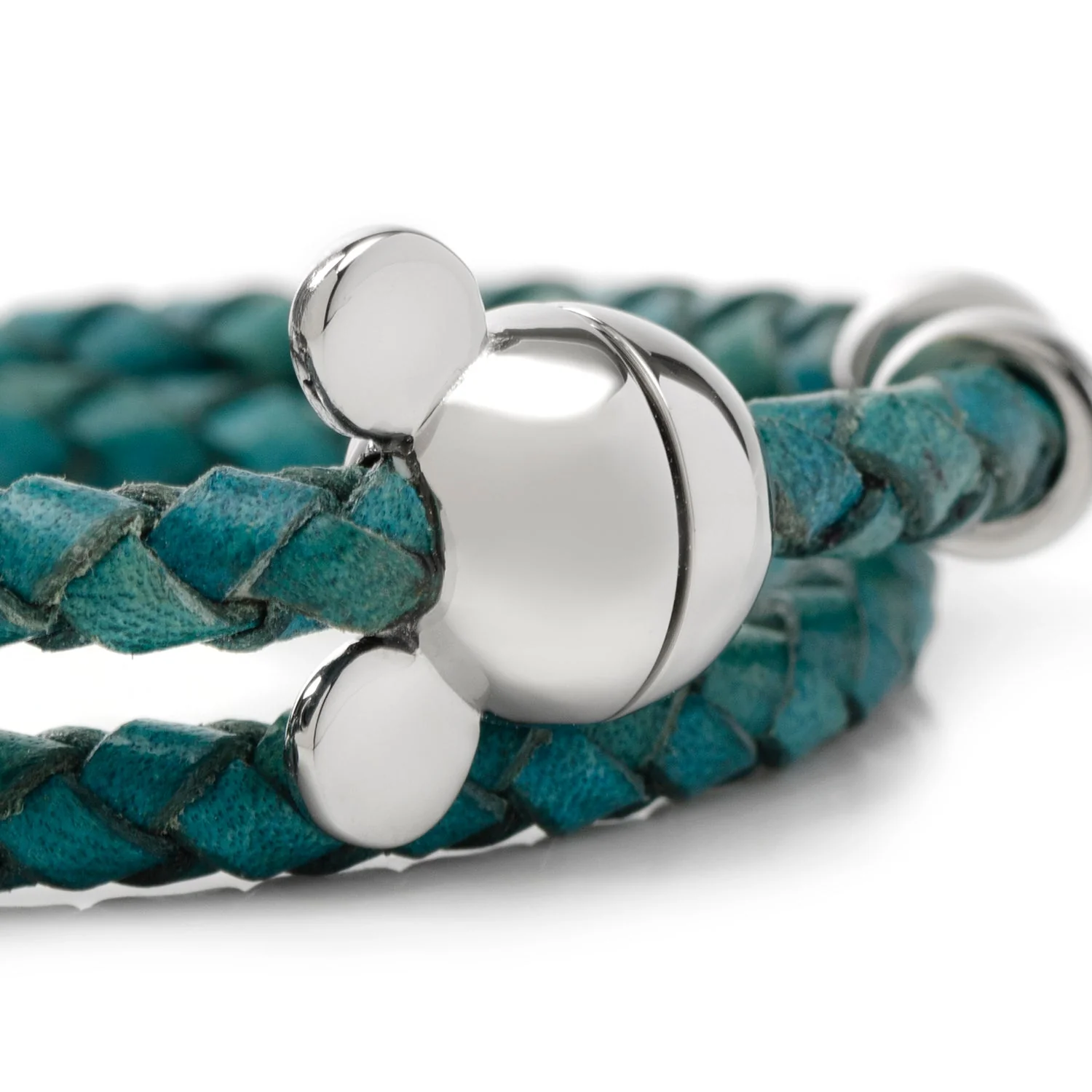 Disney Mickey Mouse Silhouette Teal Leather Wrap Bracelet - Image 3