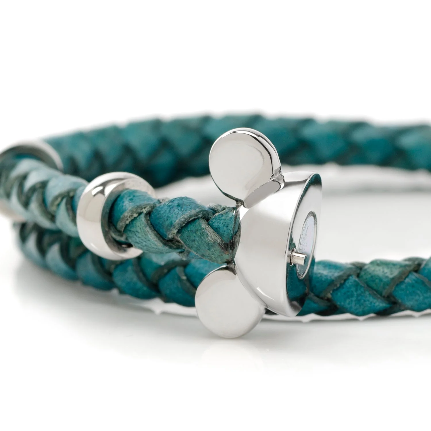 Disney Mickey Mouse Silhouette Teal Leather Wrap Bracelet - Image 4