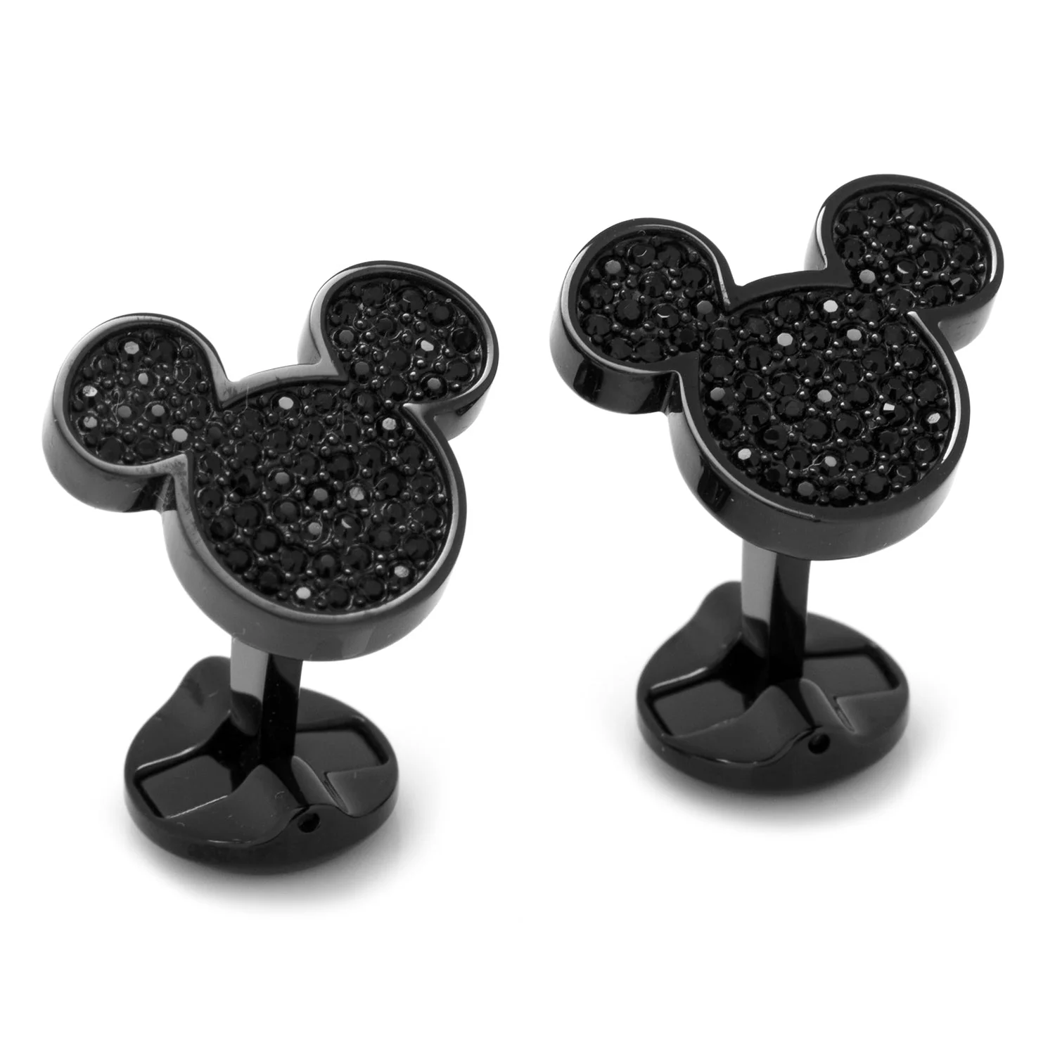 Disney Mickey Mouse Stainless Steel Black Pave Crystal Cufflinks - Image 2