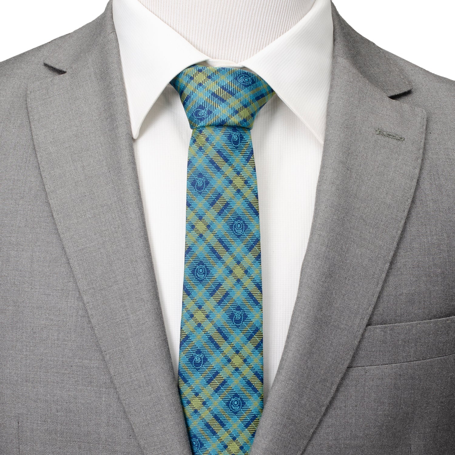 Disney Pixar Monsters Inc. Plaid Blue and Green Tie - Image 2