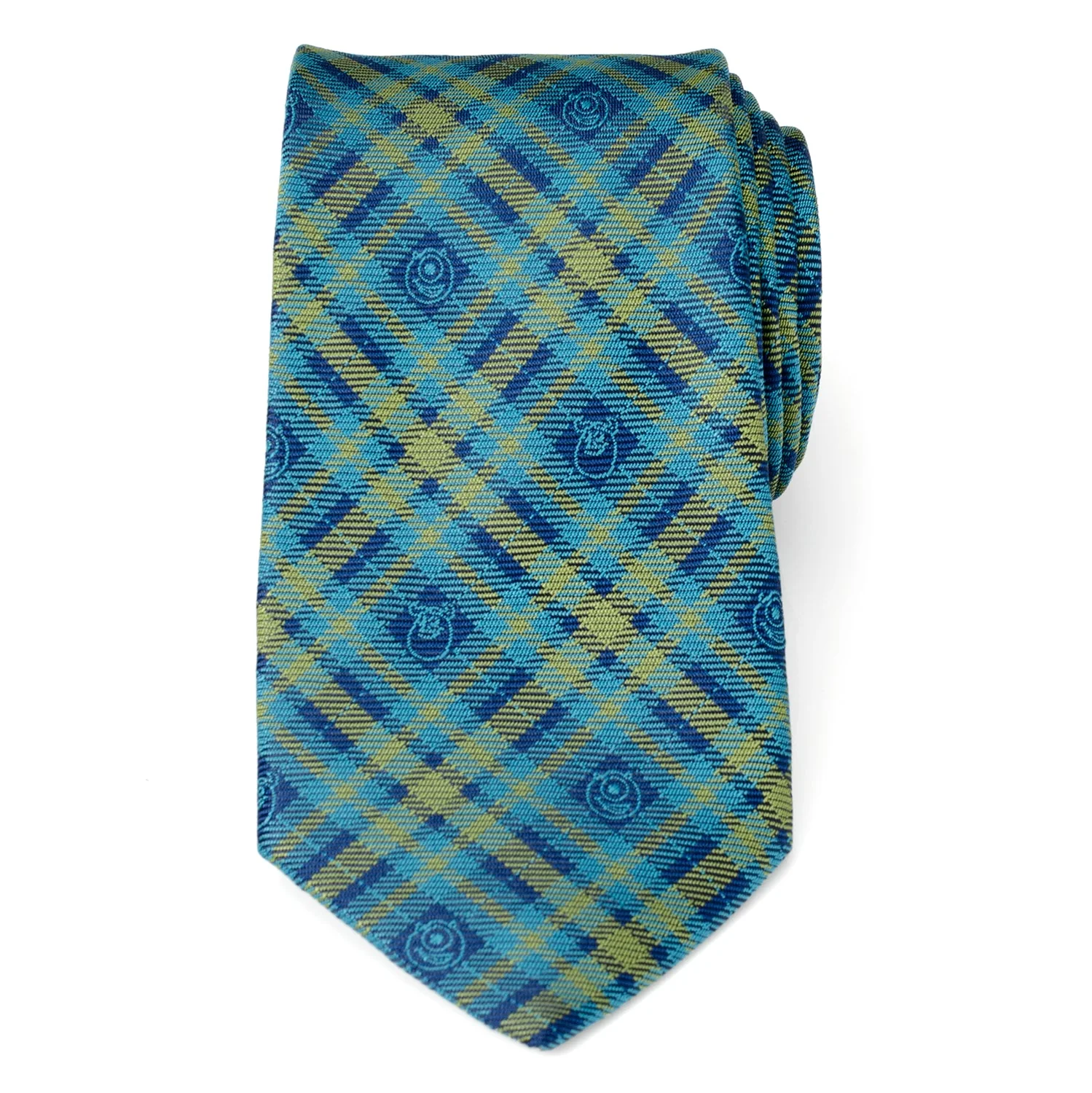 Disney Pixar Monsters Inc. Plaid Blue and Green Tie - Image 3