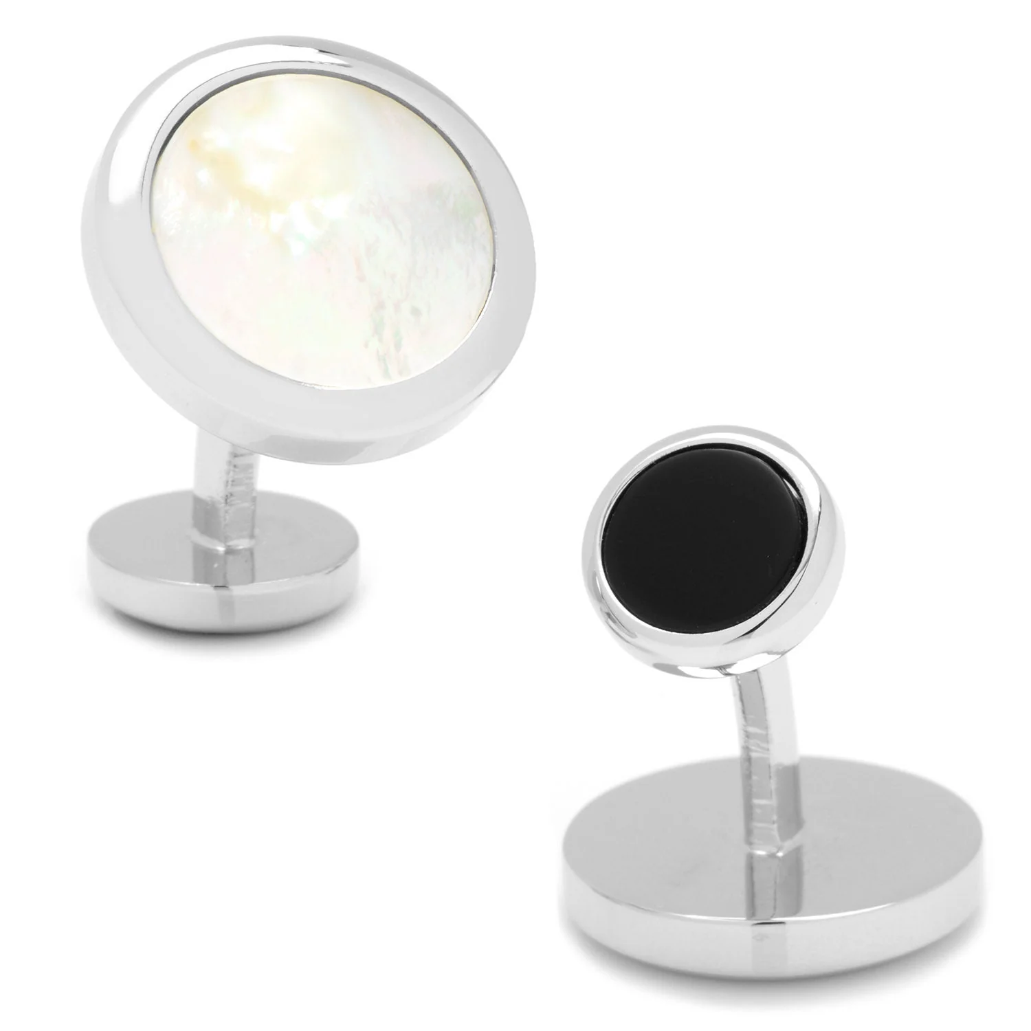 Double Sided Mother of Pearl Round Beveled Cufflinks - Image 4