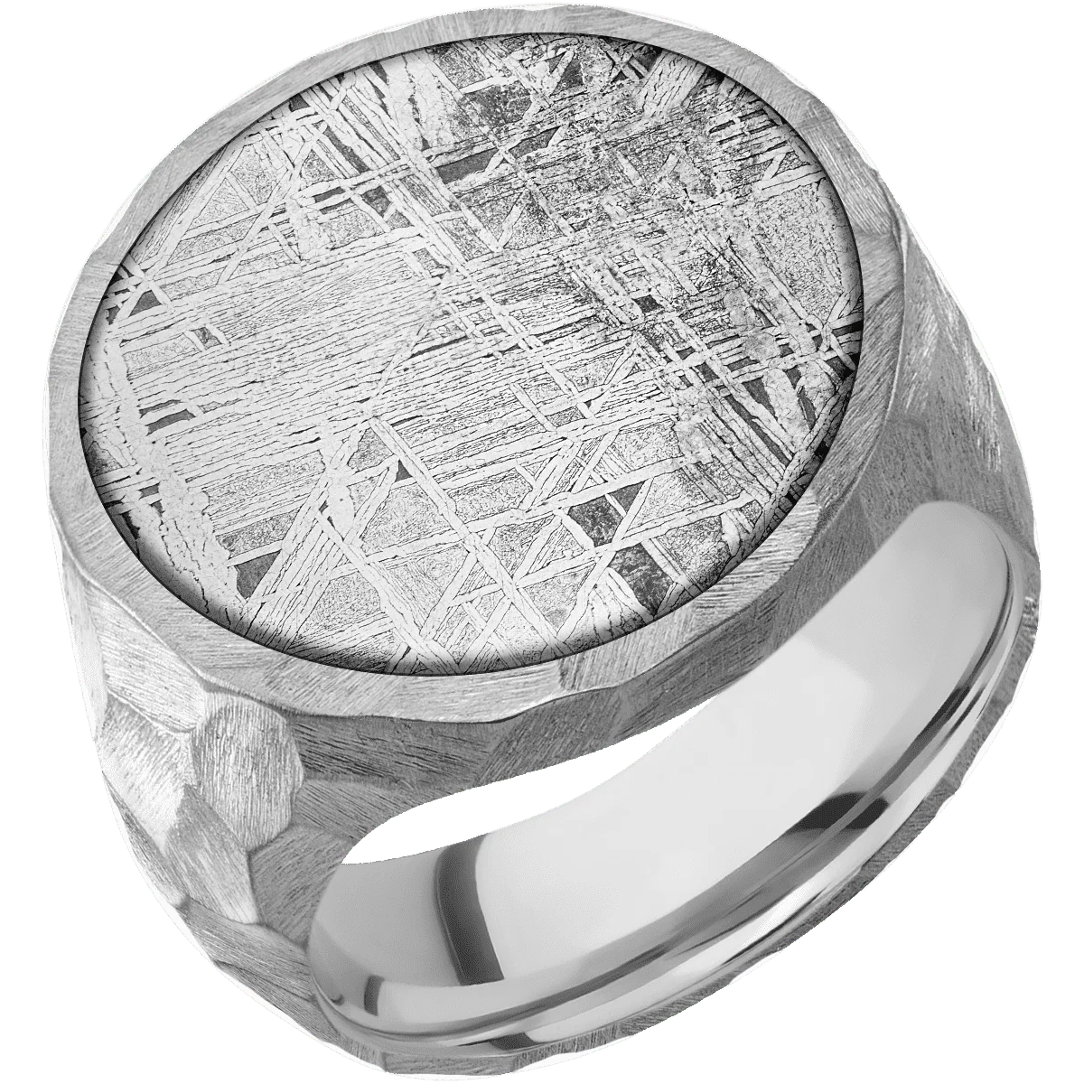 Extra Large Circle signet ring (22mm ) in Cobalt Chrome, with a Wide style band, a Meteorite inlay. - Image 2
