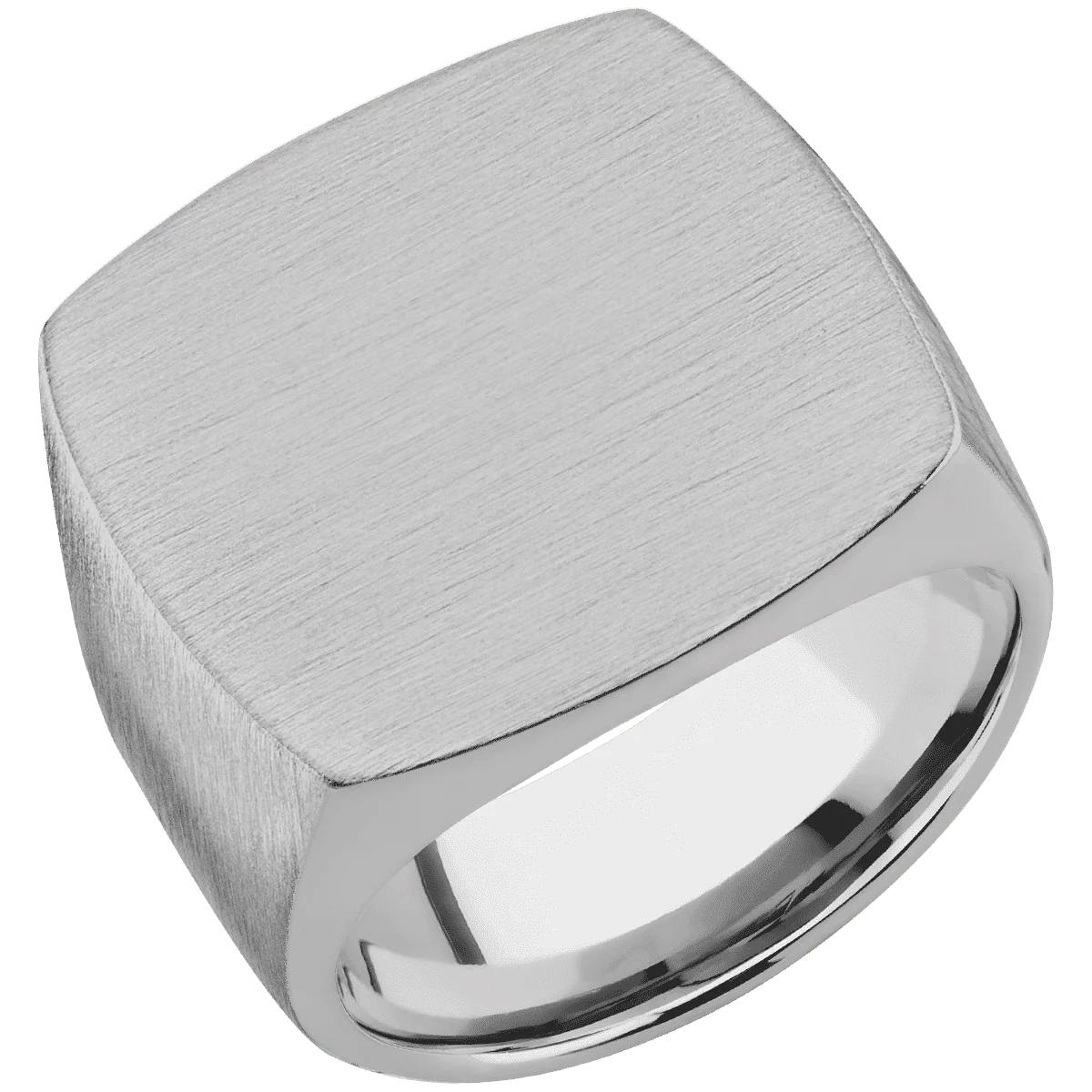 Extra Large Cushion signet ring (22x22mm) in Titanium, with a Wide style band. - Image 2