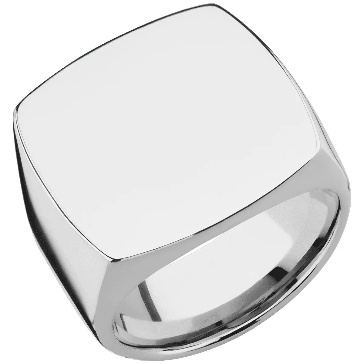 Extra Large Cushion signet ring (22x22mm) in Titanium, with a Wide style band. - Image 2