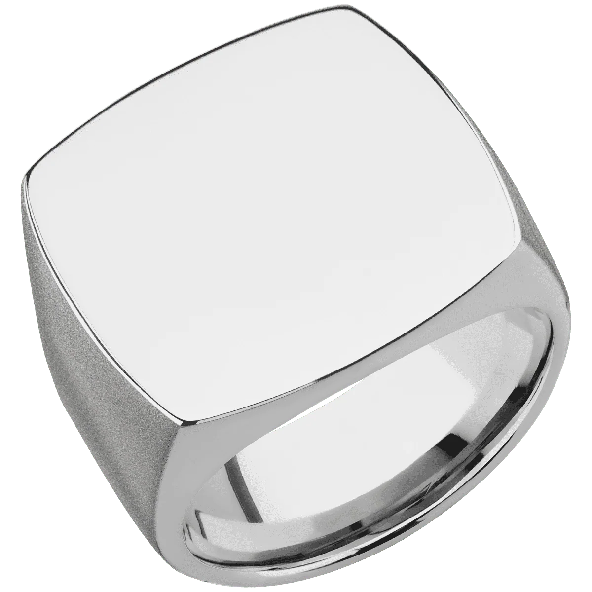 Extra Large Cushion signet ring (22x22mm) in Titanium, with a Wide style band. - Image 2