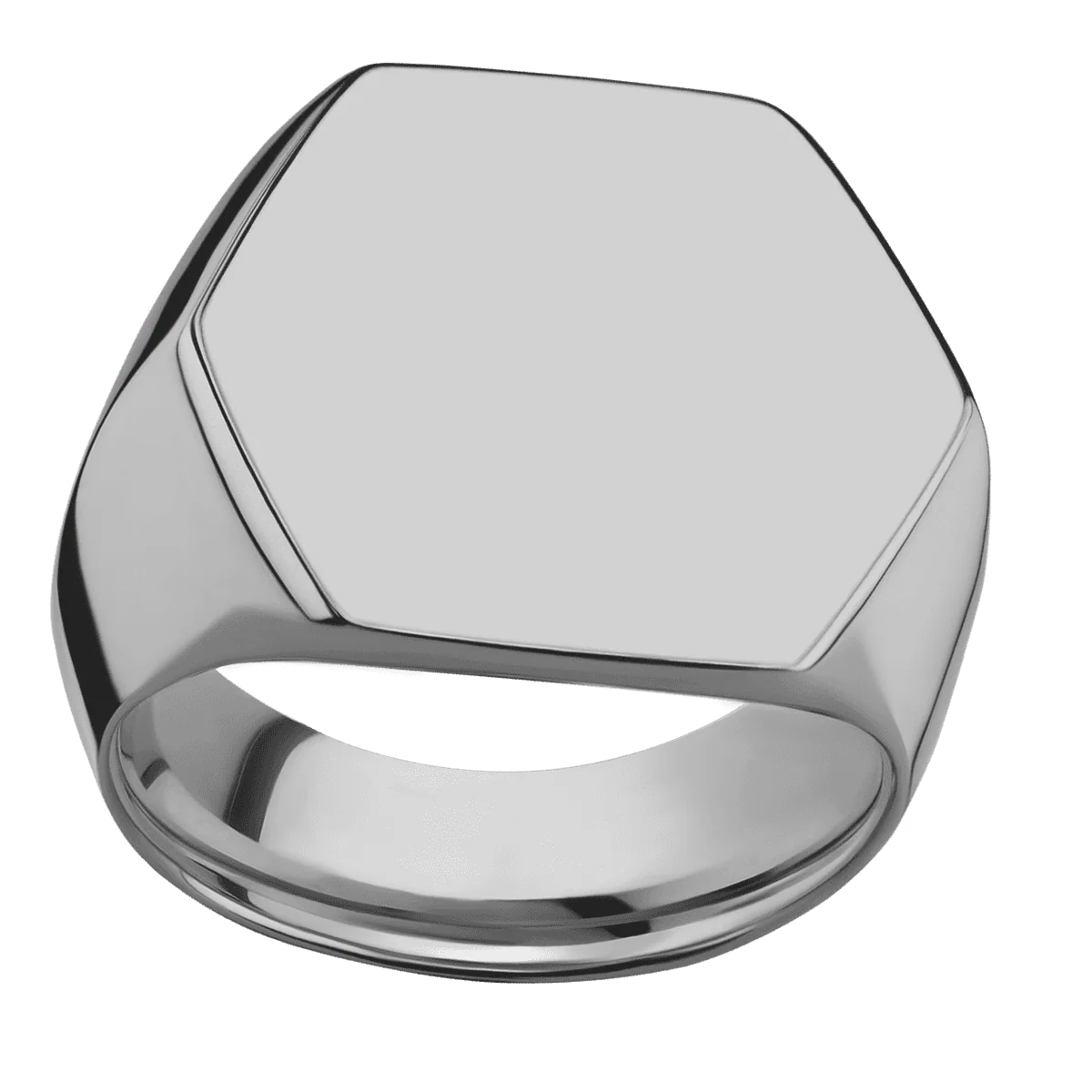 Extra Large Hexagon signet ring (23x20mm) in Titanium, with a Wide style band. - Image 3