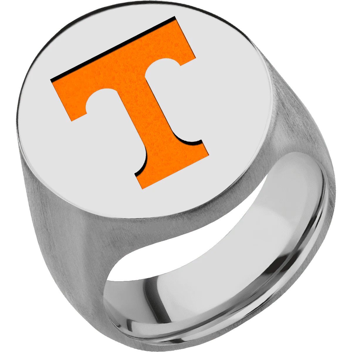 Extra Large Oval signet ring (24x20mm) in Titanium, with a Wide style band and a Tennessee Power T engraving. - Image 2