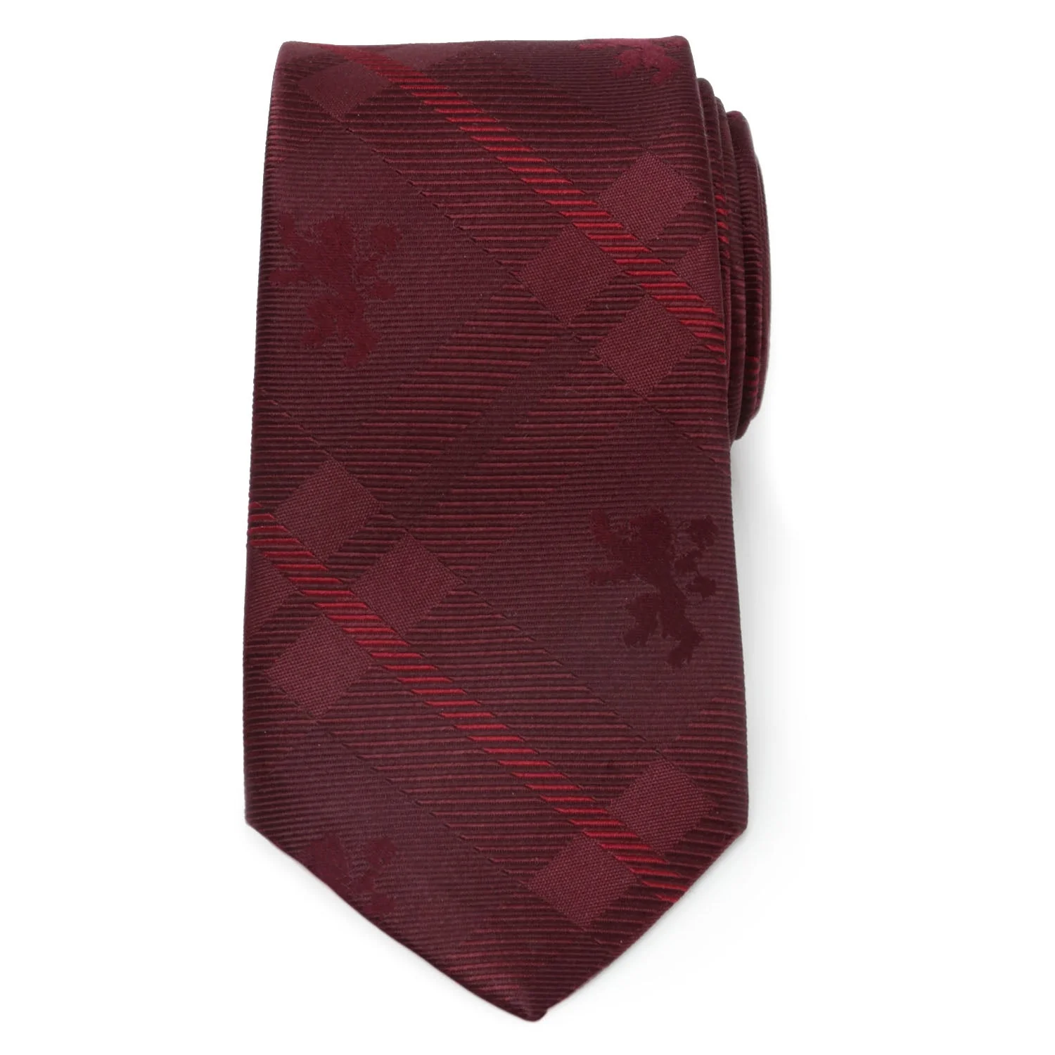 Game of Thrones Lannister Lion Red Plaid Silk Men's Tie - Image 3
