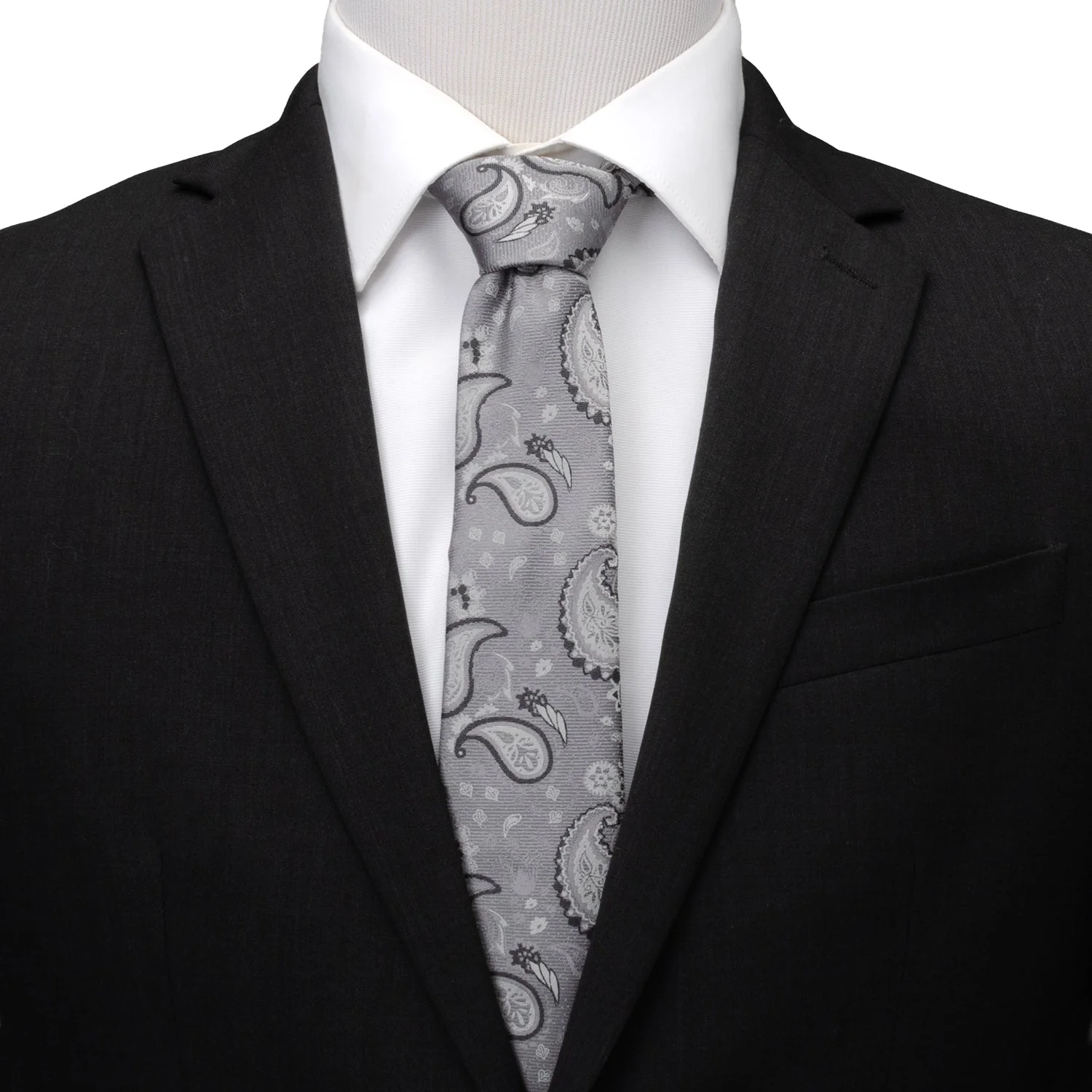 Gray Paisley Men's Tie - Image 2