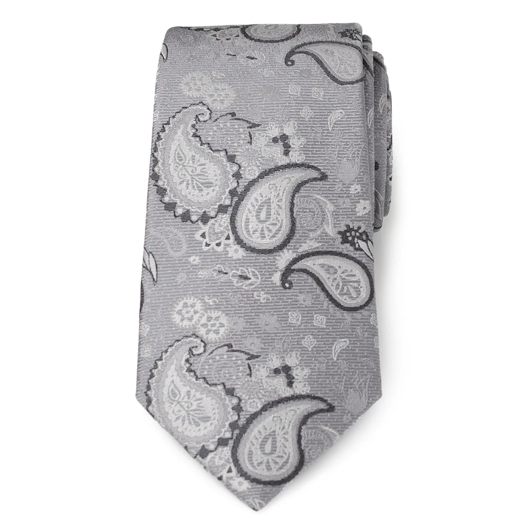 Gray Paisley Men's Tie - Image 3
