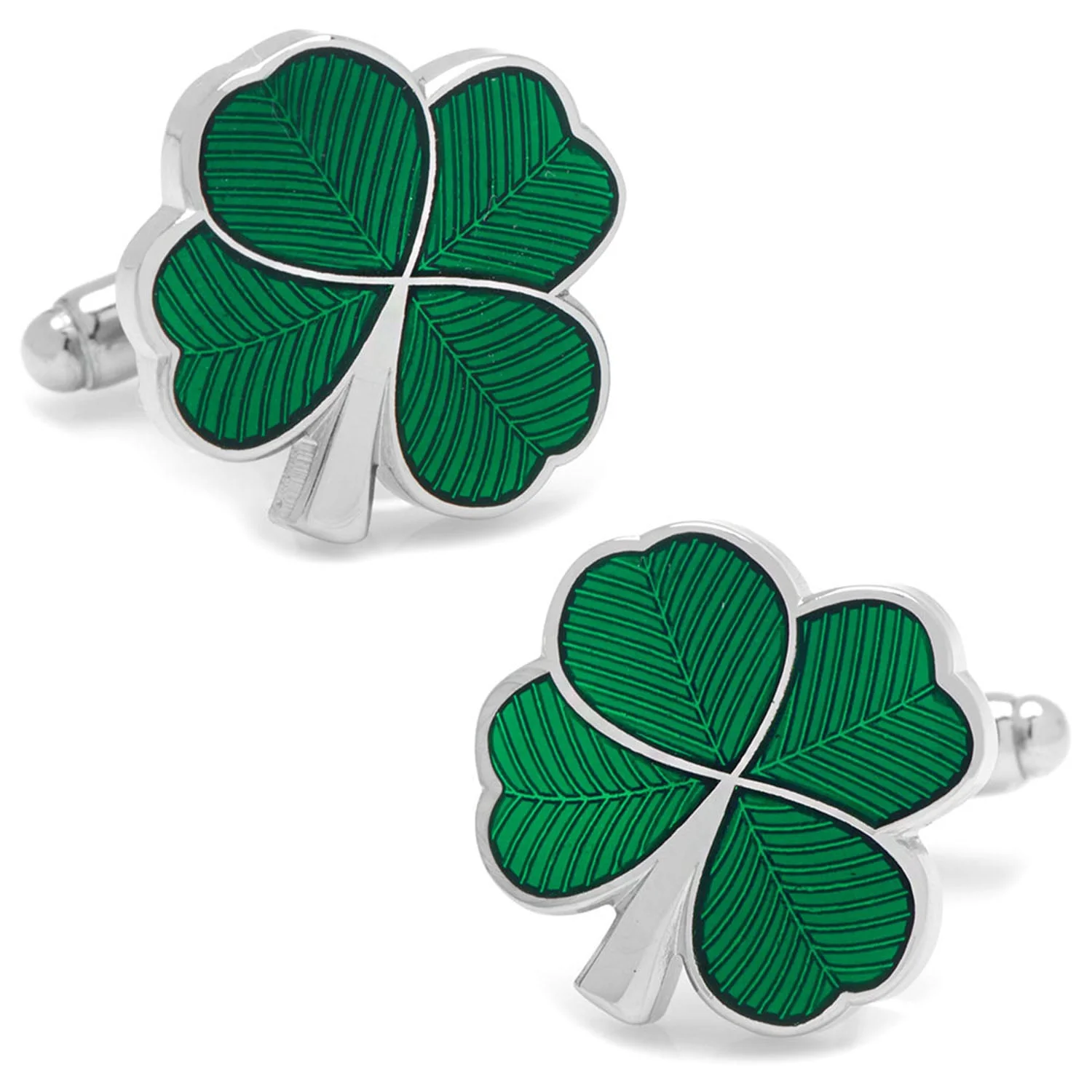 Green Clover Cufflinks and Tie Bar Gift Set - Image 3