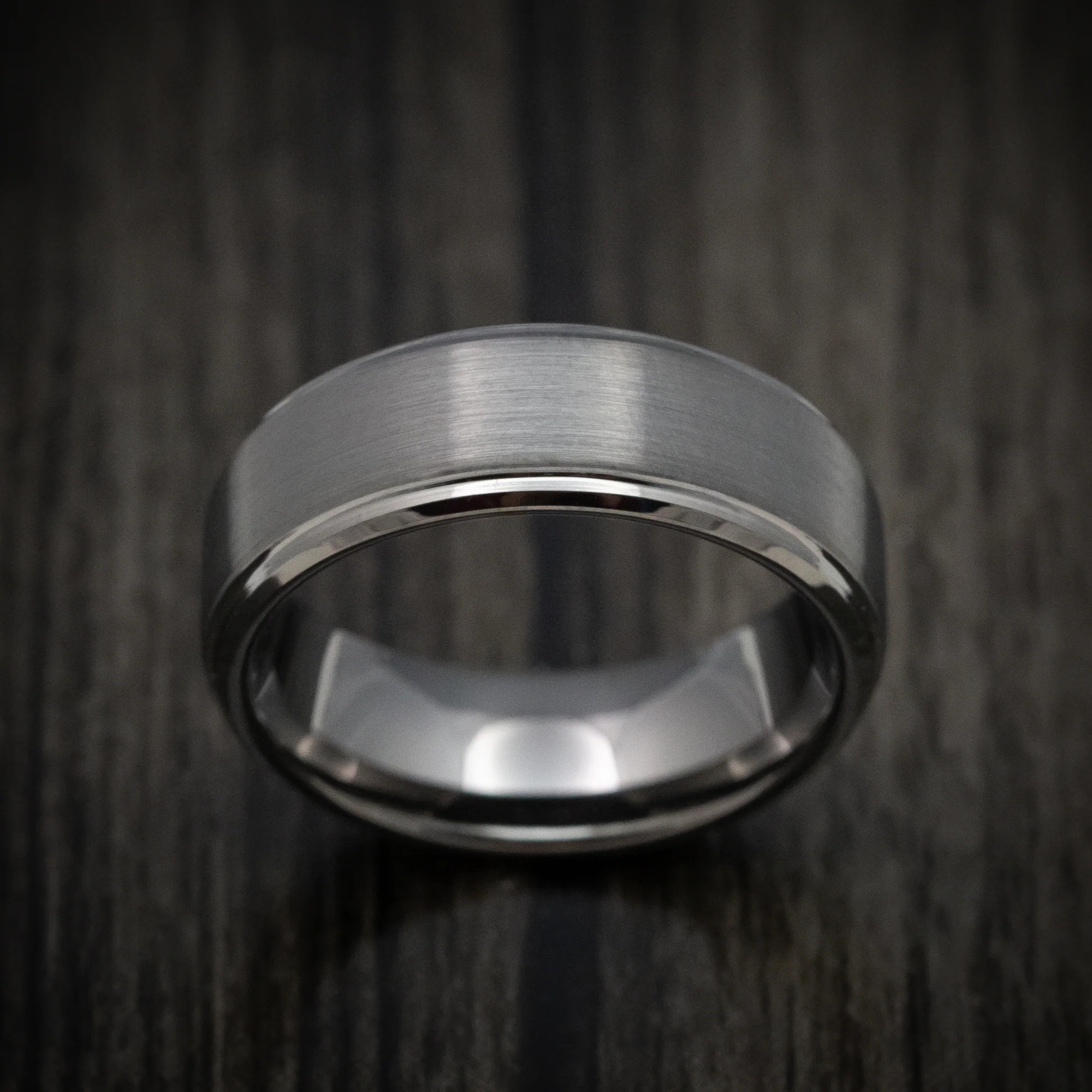 Gunmetal Tungsten Men's Ring with Satin Finish Band - Image 2