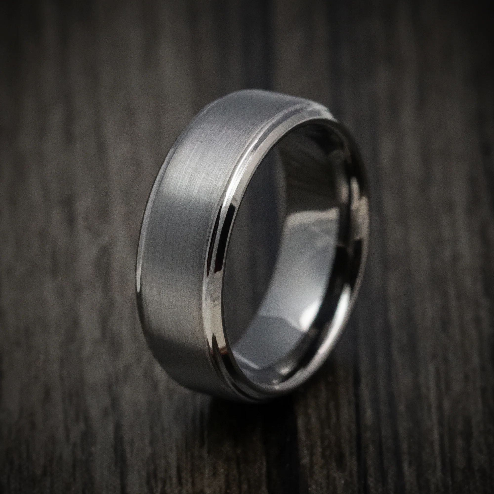 Gunmetal Tungsten Men's Ring with Satin Finish Band - Image 4