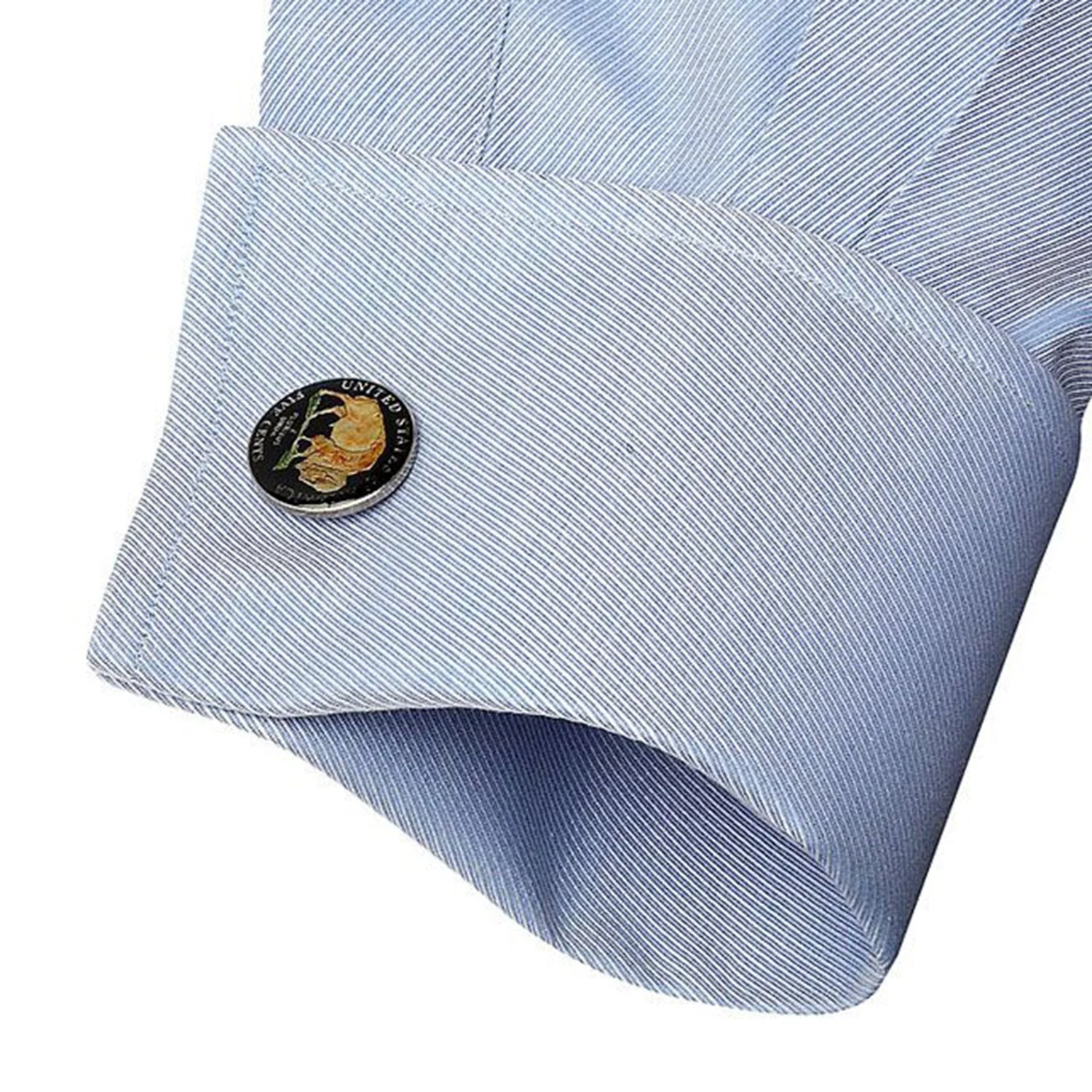 Hand Painted American Buffalo Nickel Coin Cufflinks - Image 3