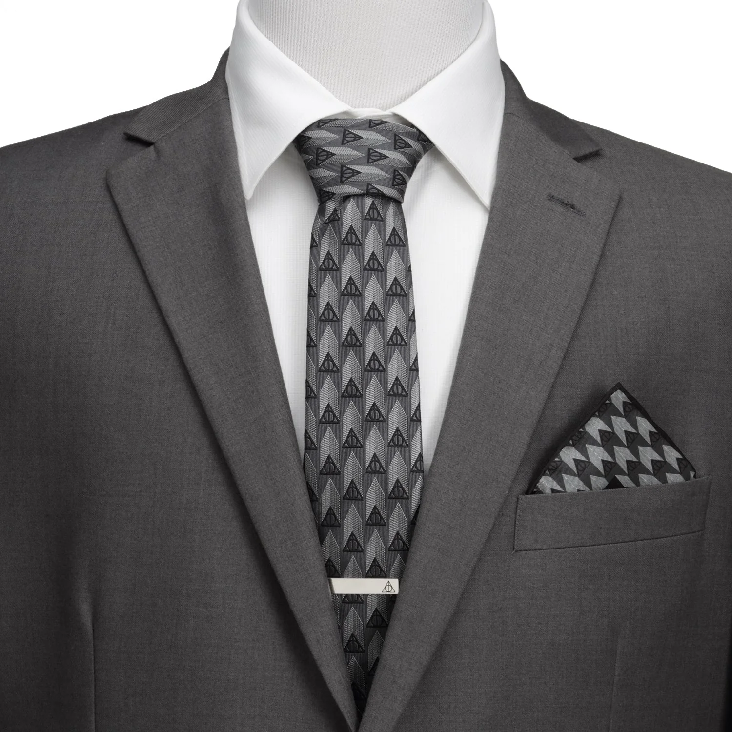 Harry Potter Deathly Hallows Gray Silk Men's Tie - Image 2