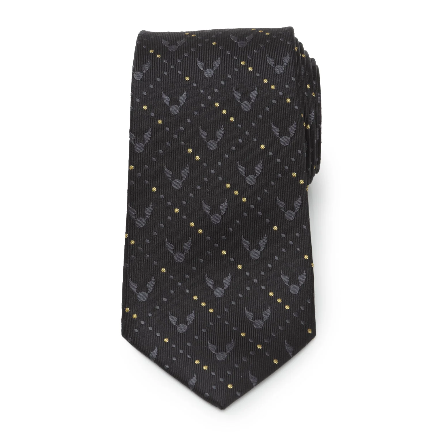 Harry Potter Golden Snitch Black Silk Men's Tie - Image 3