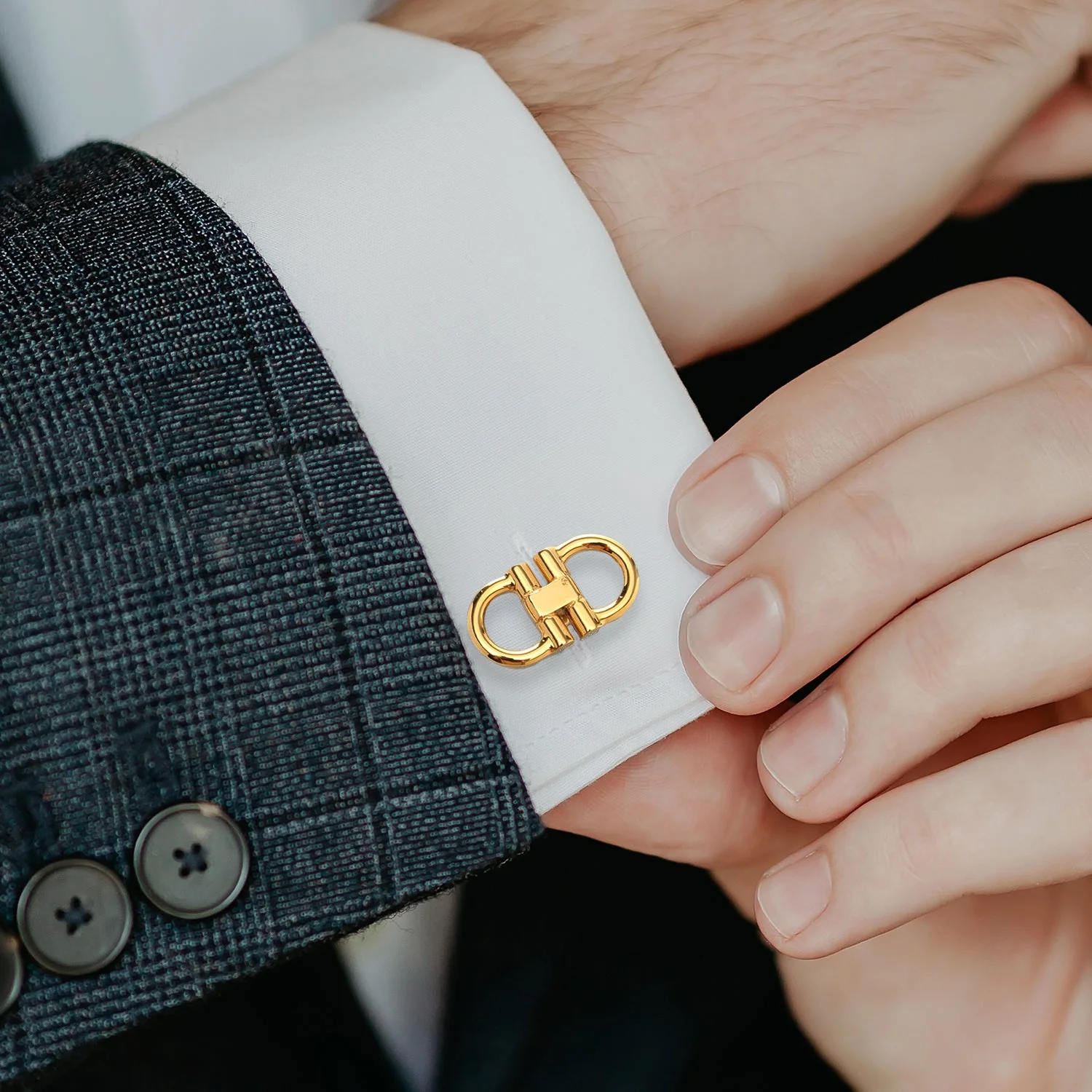 Horse Bit Gold Stainless Steel Cufflinks - Image 5