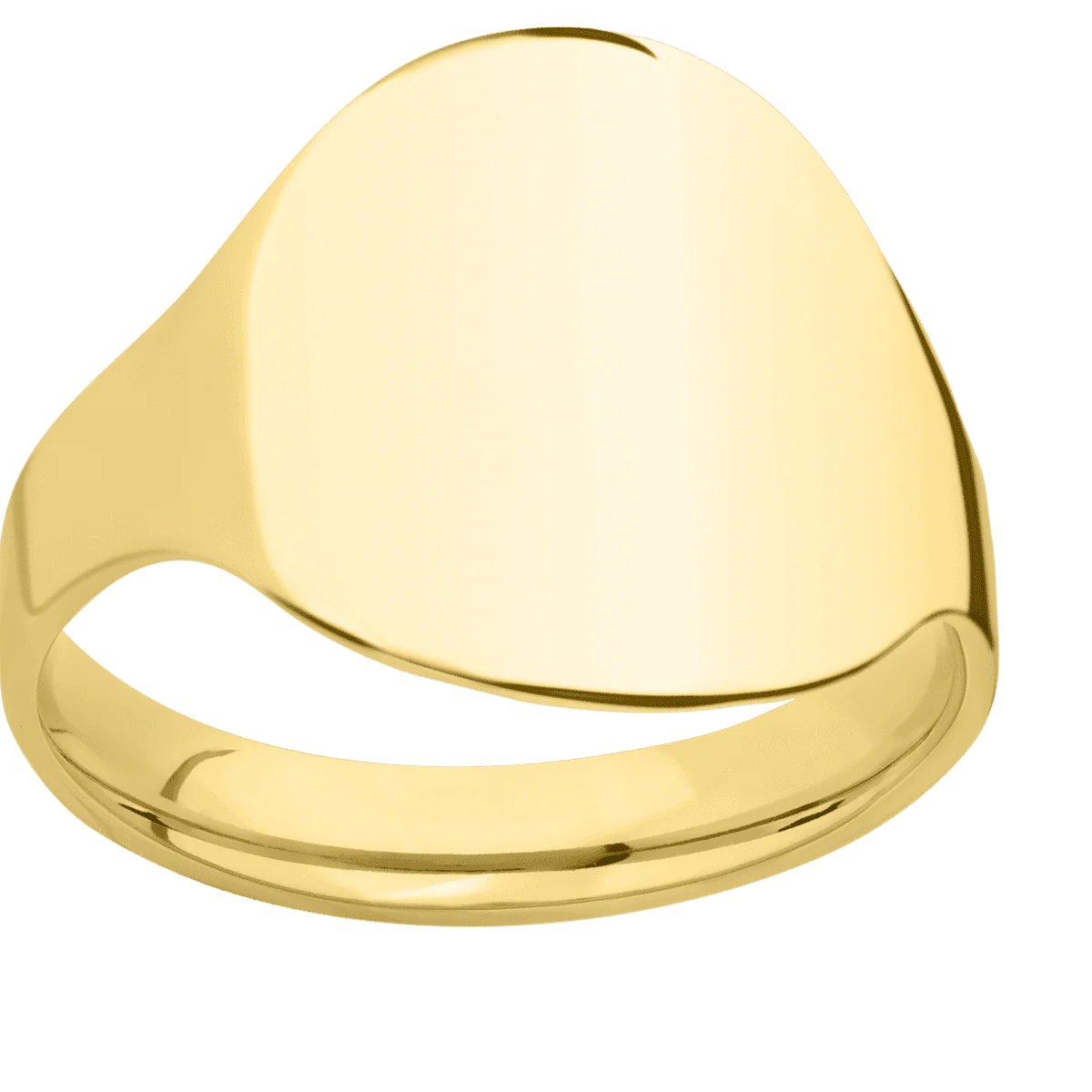 Large Circle signet ring (18mm) in 10K Yellow Gold, with a Cigar style band. - Image 3