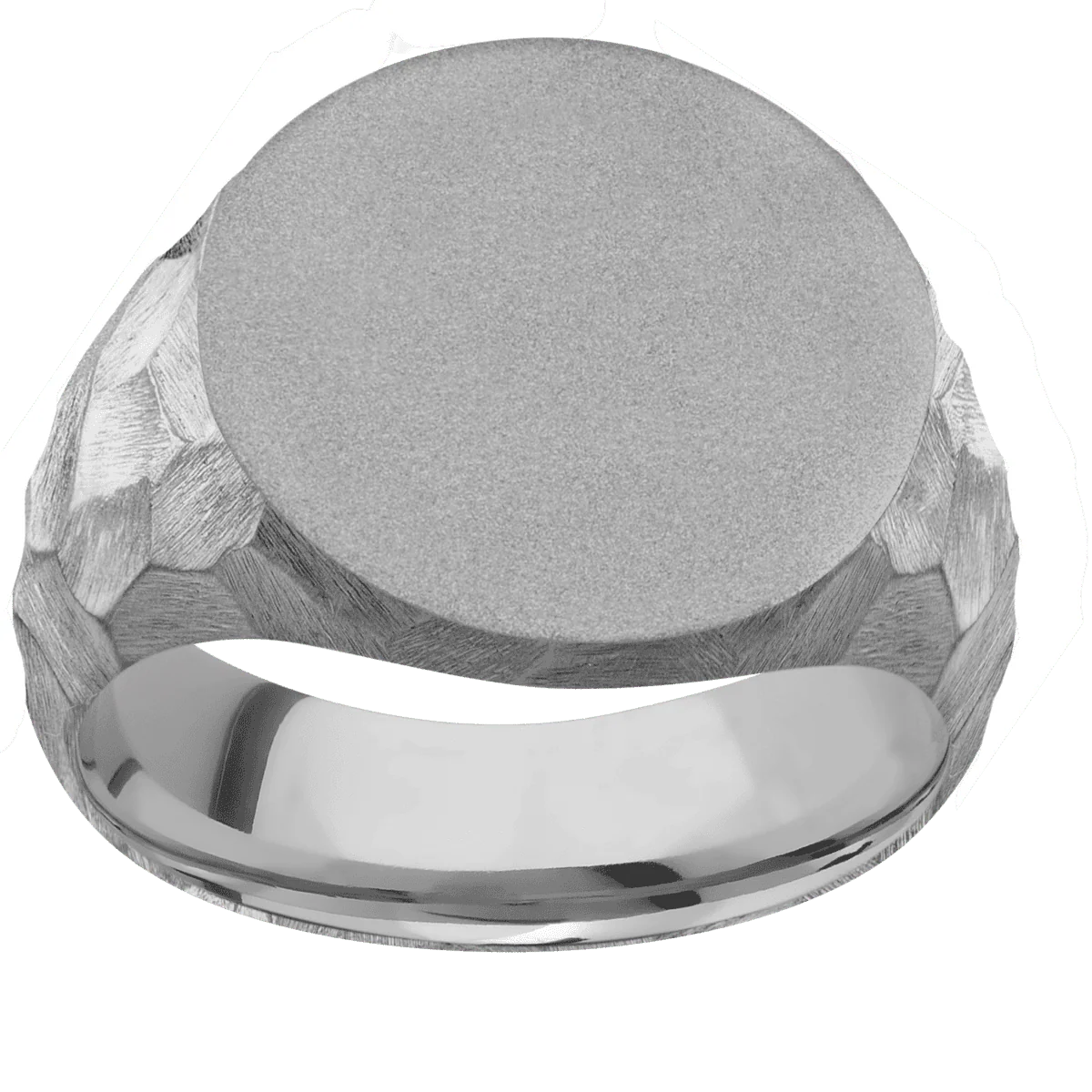 Large Circle signet ring (18mm) in Titanium, with a Wide style band. - Image 3