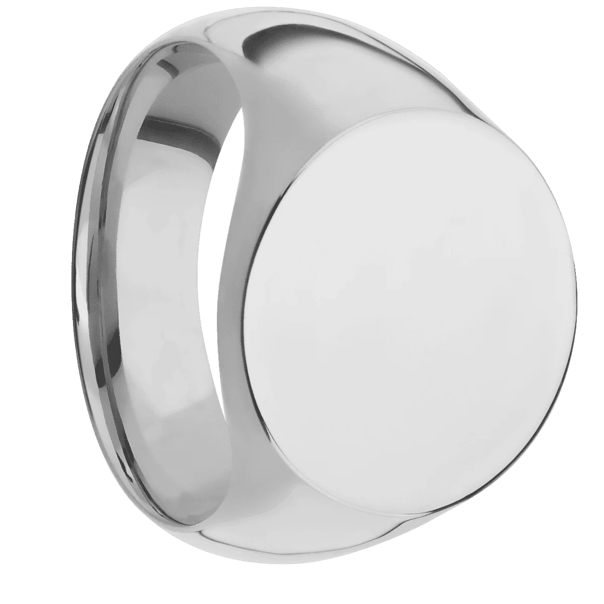 Large Circle signet ring (18mm) in Titanium, with a Wide style band.
