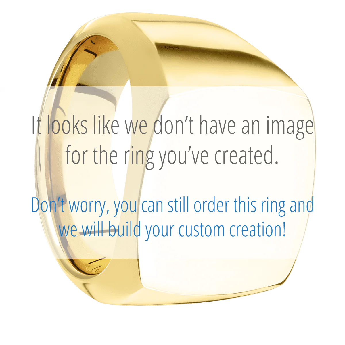 Large Cushion signet ring (18x18mm) in 10K Yellow Gold, with a Wide style band and a Michigan Wordmark Stacked engraving.