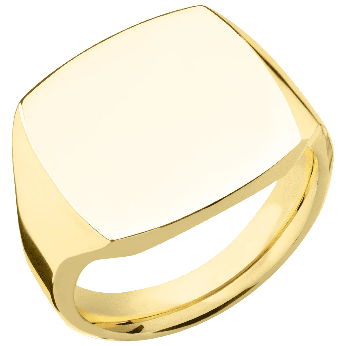 Large Cushion signet ring (18x18mm) in 18K Yellow Gold, with a Thin style band. - Image 2