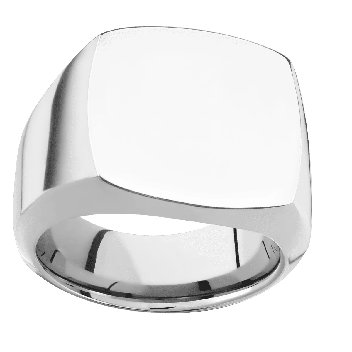 Large Cushion signet ring (18x18mm) in Cobalt Chrome, with a Wide style band. - Image 3