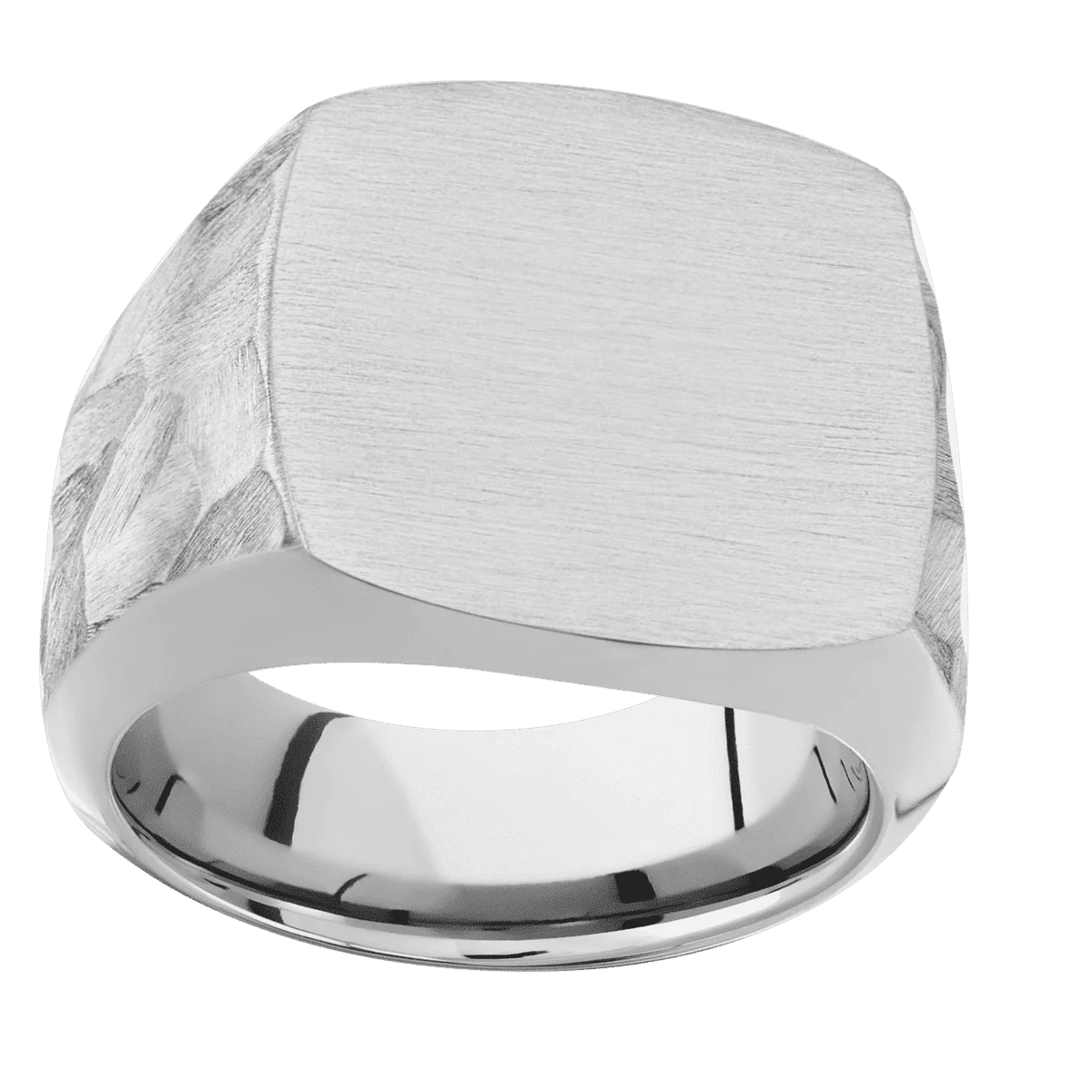 Large Cushion signet ring (18x18mm) in Cobalt Chrome, with a Wide style band. - Image 3